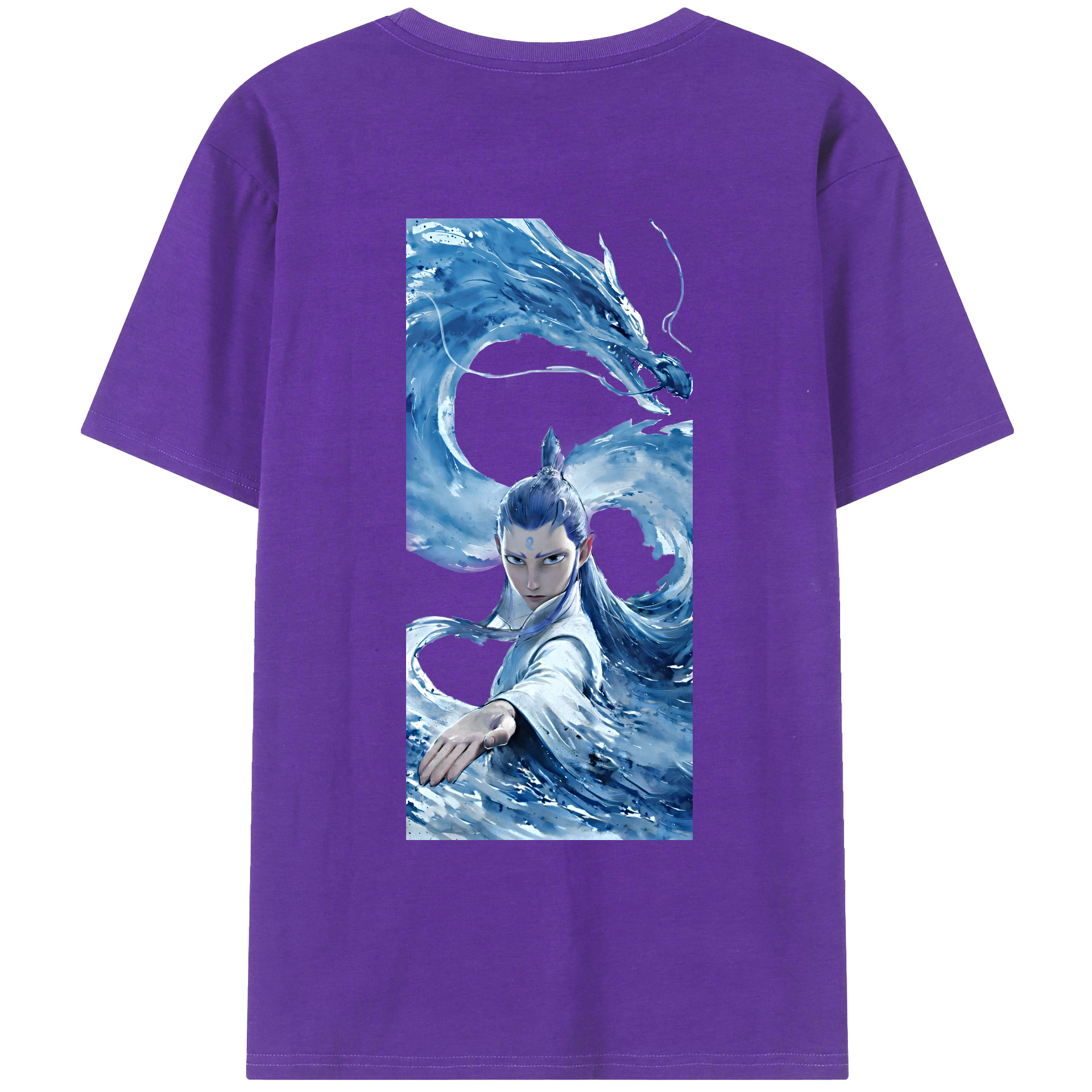 （画像用） Ne Zha 2 ナタ 魔童の大暴れ 綿100％ メンズ半袖Tシャツ（バックプリント） 通気性