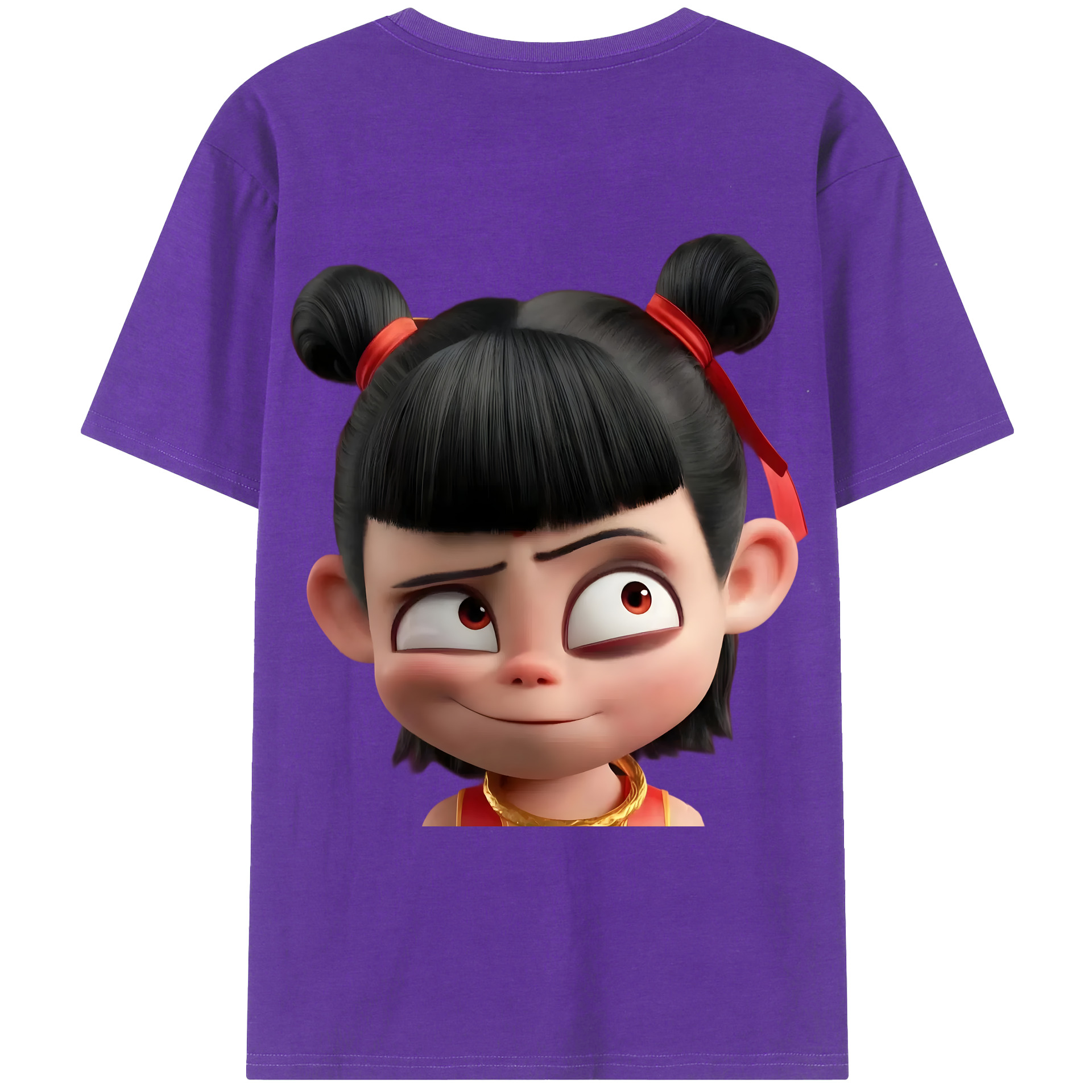 （画像用） Ne Zha 2 ナタ 魔童の大暴れ 綿100％ メンズ半袖Tシャツ（バックプリント） 通気性