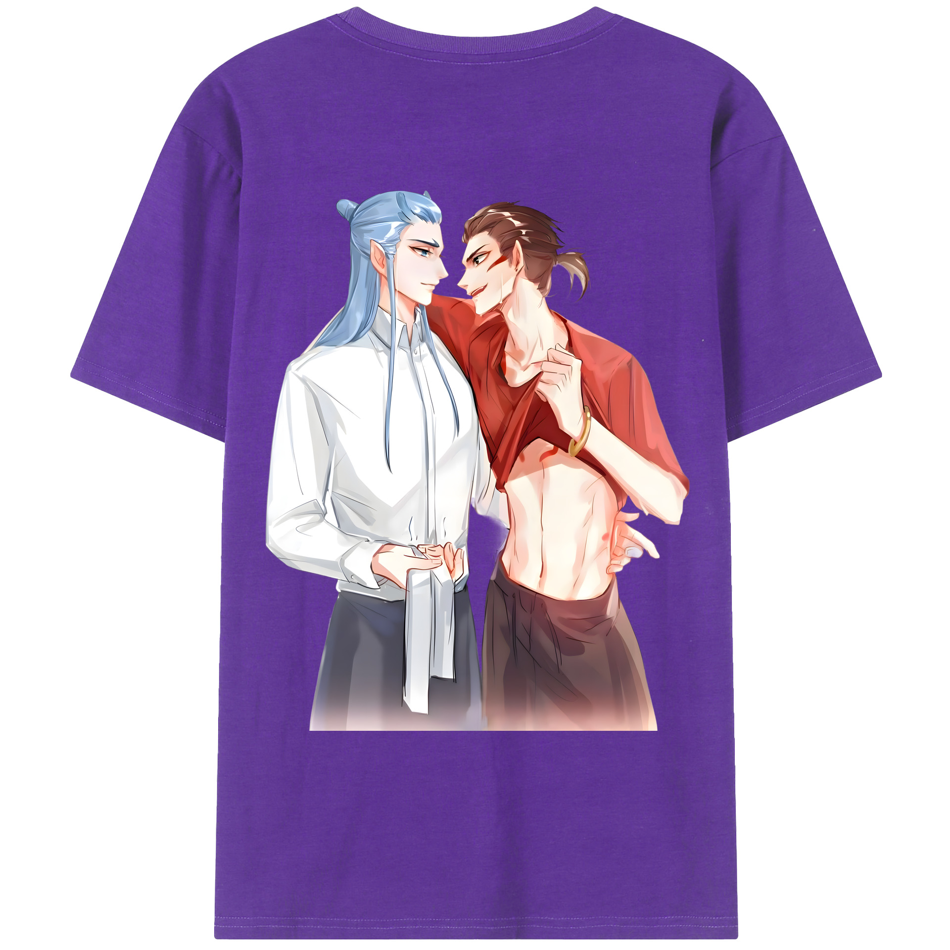 （画像用） Ne Zha 2 ナタ 魔童の大暴れ 綿100％ メンズ半袖Tシャツ（バックプリント） 通気性