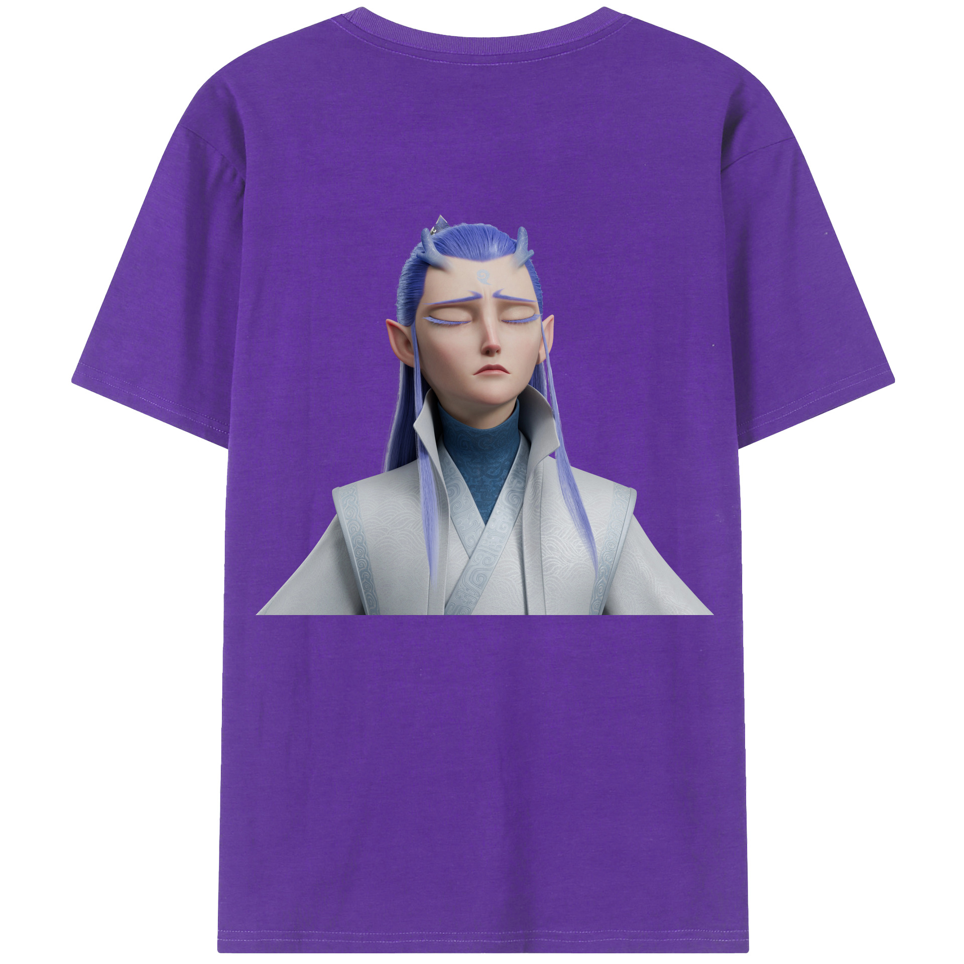 （画像用） Ne Zha 2 ナタ 魔童の大暴れ 綿100％ メンズ半袖Tシャツ（バックプリント） 通気性
