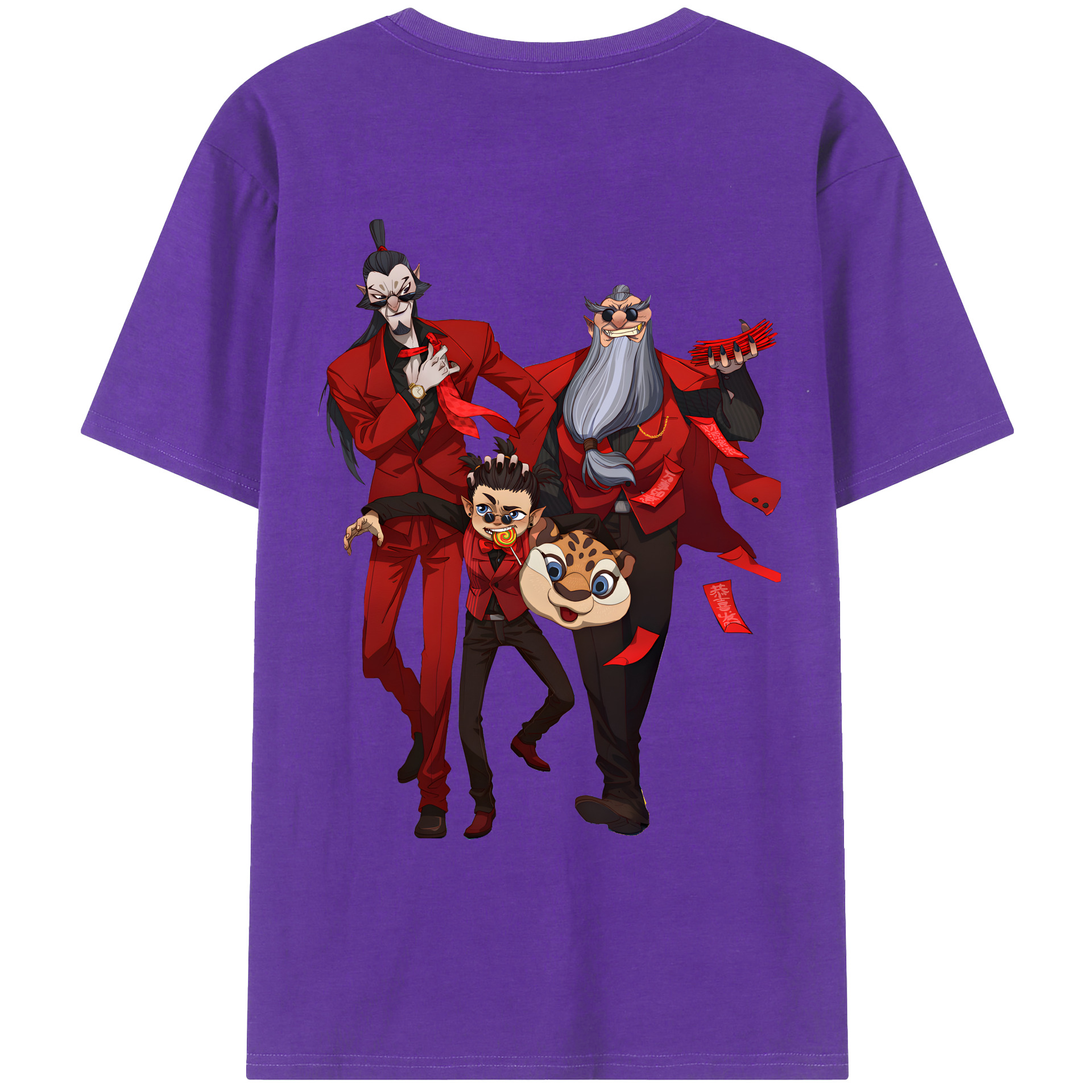（画像用） Ne Zha 2 ナタ 魔童の大暴れ 綿100％ メンズ半袖Tシャツ（バックプリント） 通気性