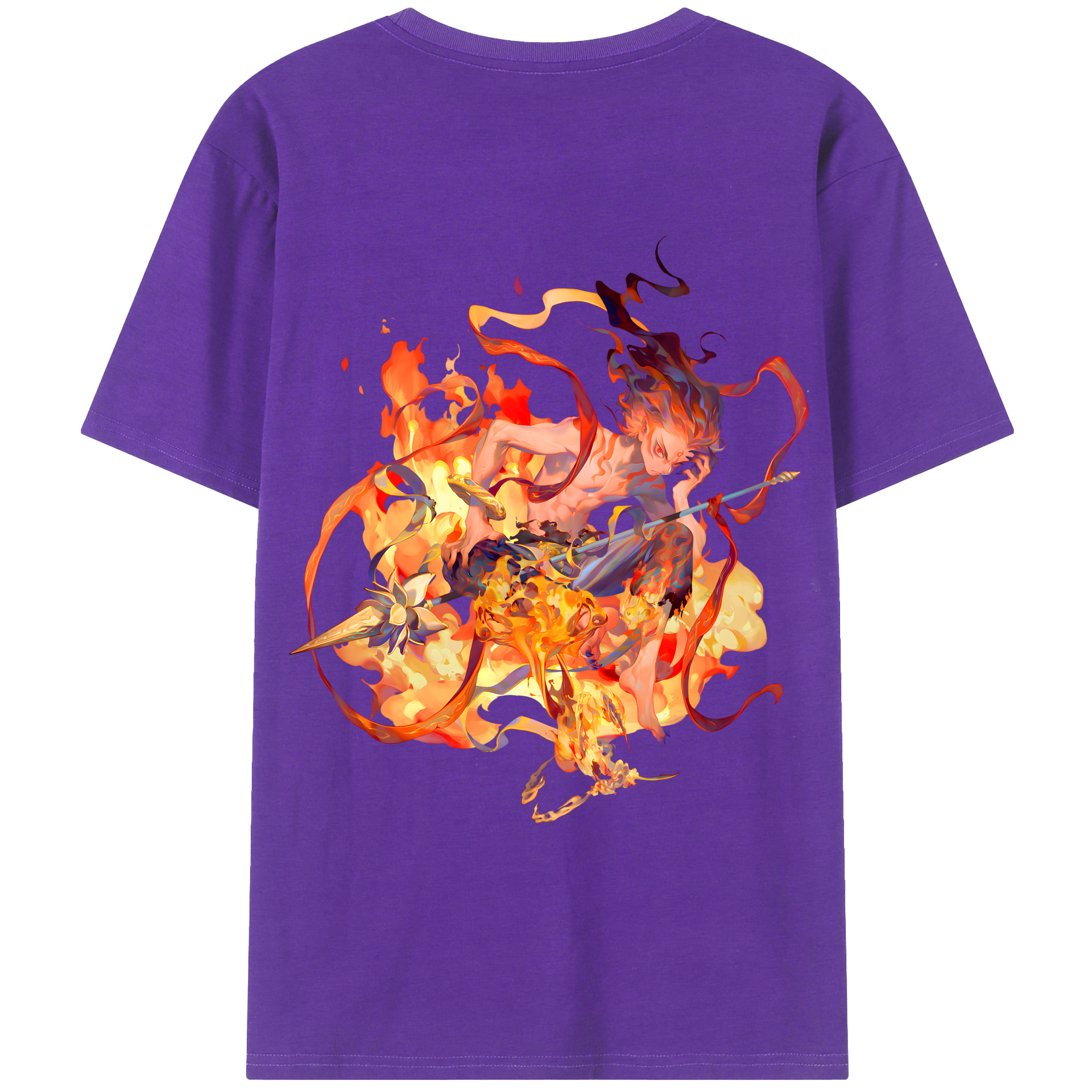（画像用） Ne Zha 2 ナタ 魔童の大暴れ 綿100％ メンズ半袖Tシャツ（バックプリント） 通気性