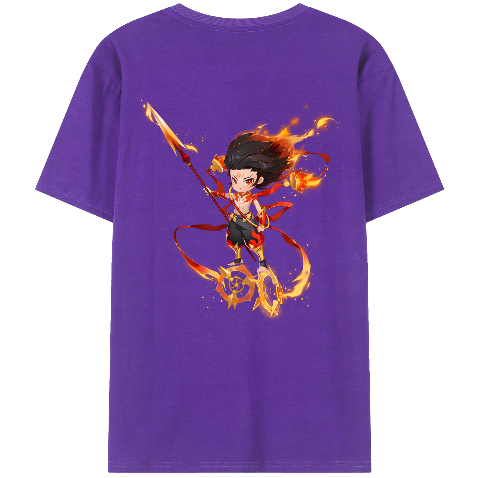 （画像用） Ne Zha 2 ナタ 魔童の大暴れ 綿100％ メンズ半袖Tシャツ（バックプリント） 通気性