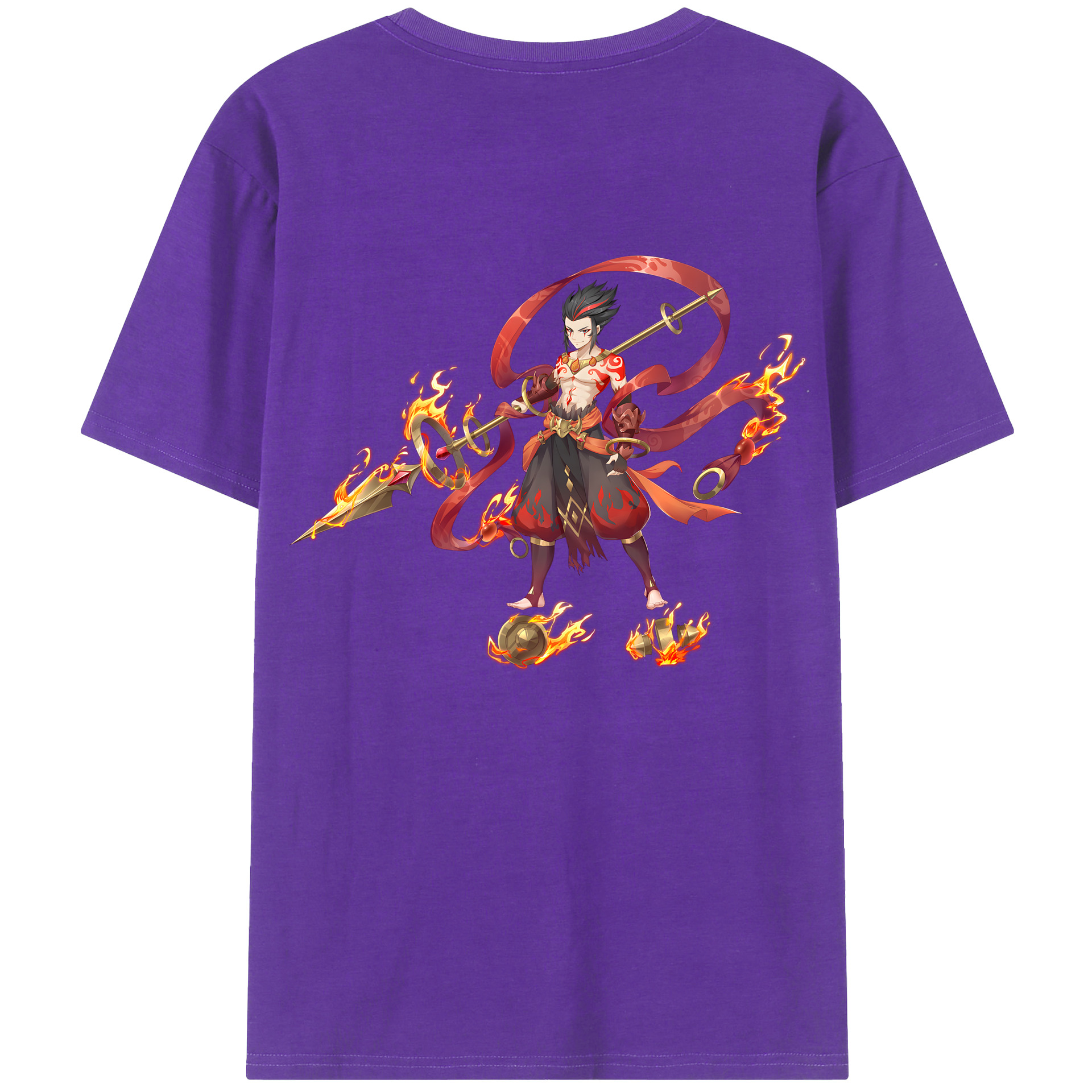（画像用） Ne Zha 2 ナタ 魔童の大暴れ 綿100％ メンズ半袖Tシャツ（バックプリント） 通気性