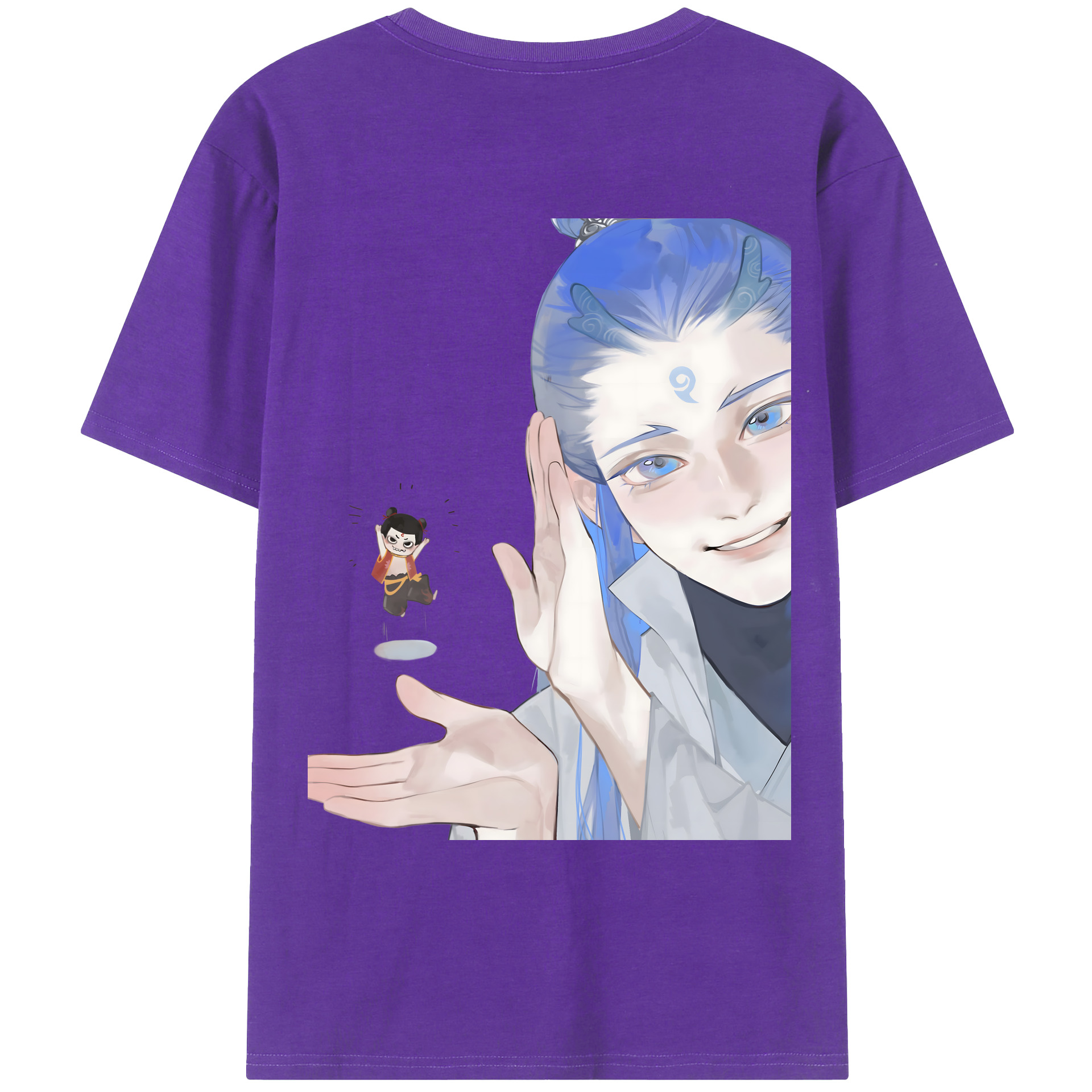 （画像用） Ne Zha 2 ナタ 魔童の大暴れ 綿100％ メンズ半袖Tシャツ（バックプリント） 通気性