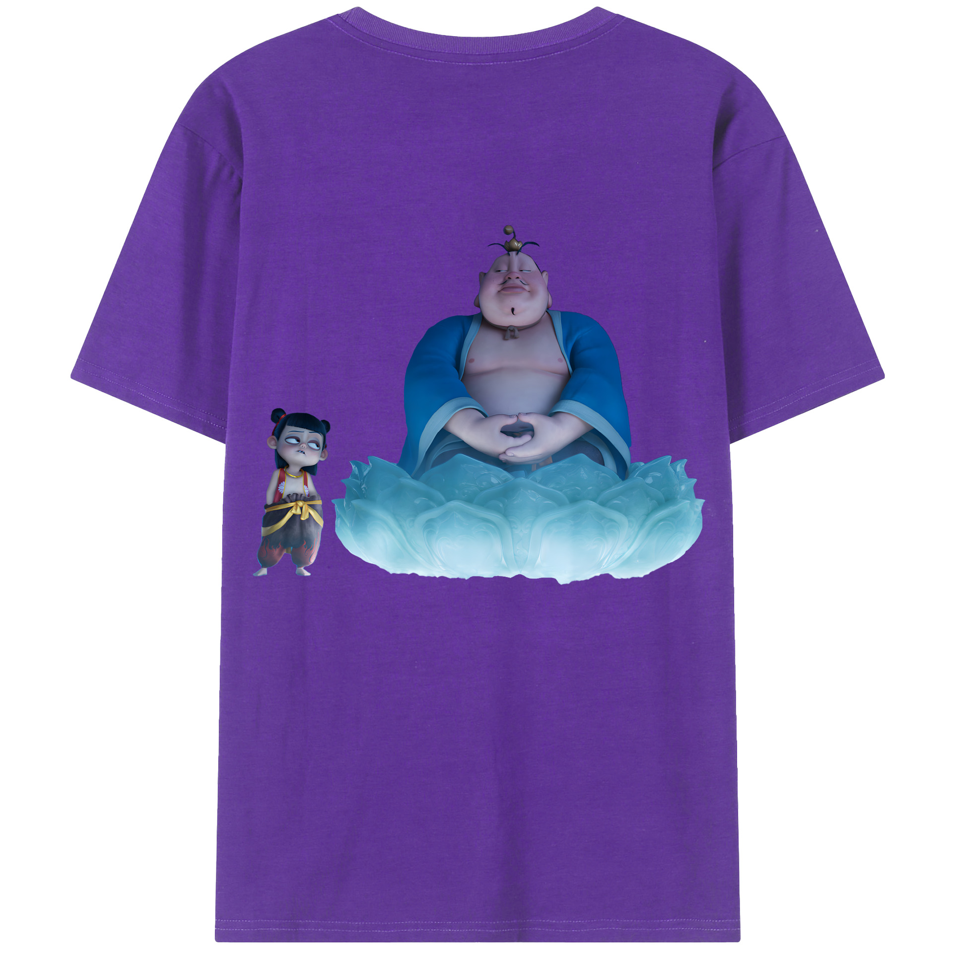 （画像用） Ne Zha 2 ナタ 魔童の大暴れ 綿100％ メンズ半袖Tシャツ（バックプリント） 通気性