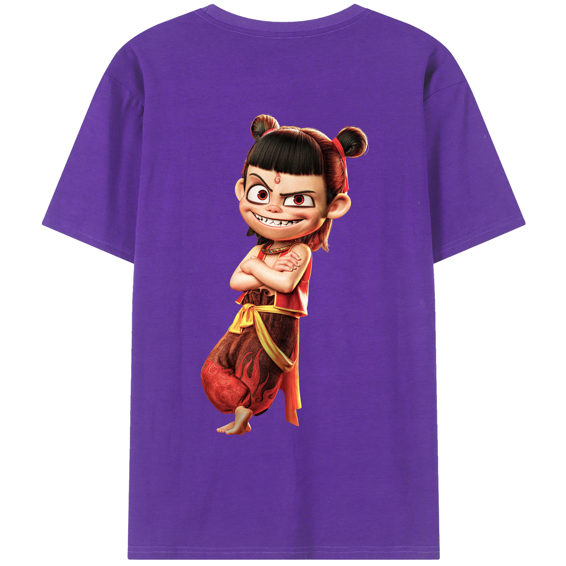 （画像用） Ne Zha 2 ナタ 魔童の大暴れ 綿100％ メンズ半袖Tシャツ（バックプリント） 通気性