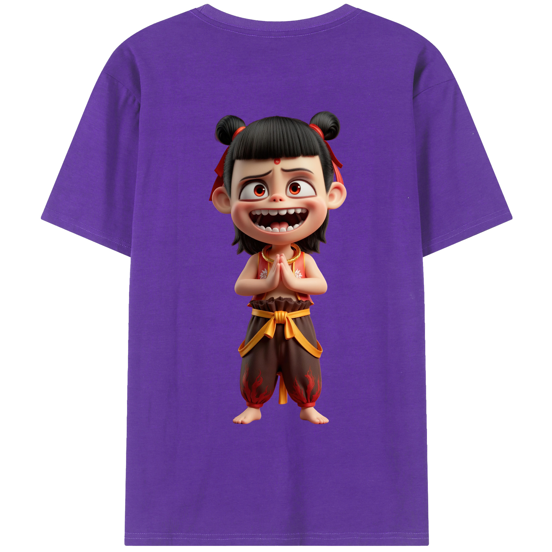 （画像用） Ne Zha 2 ナタ 魔童の大暴れ 綿100％ メンズ半袖Tシャツ（バックプリント） 通気性