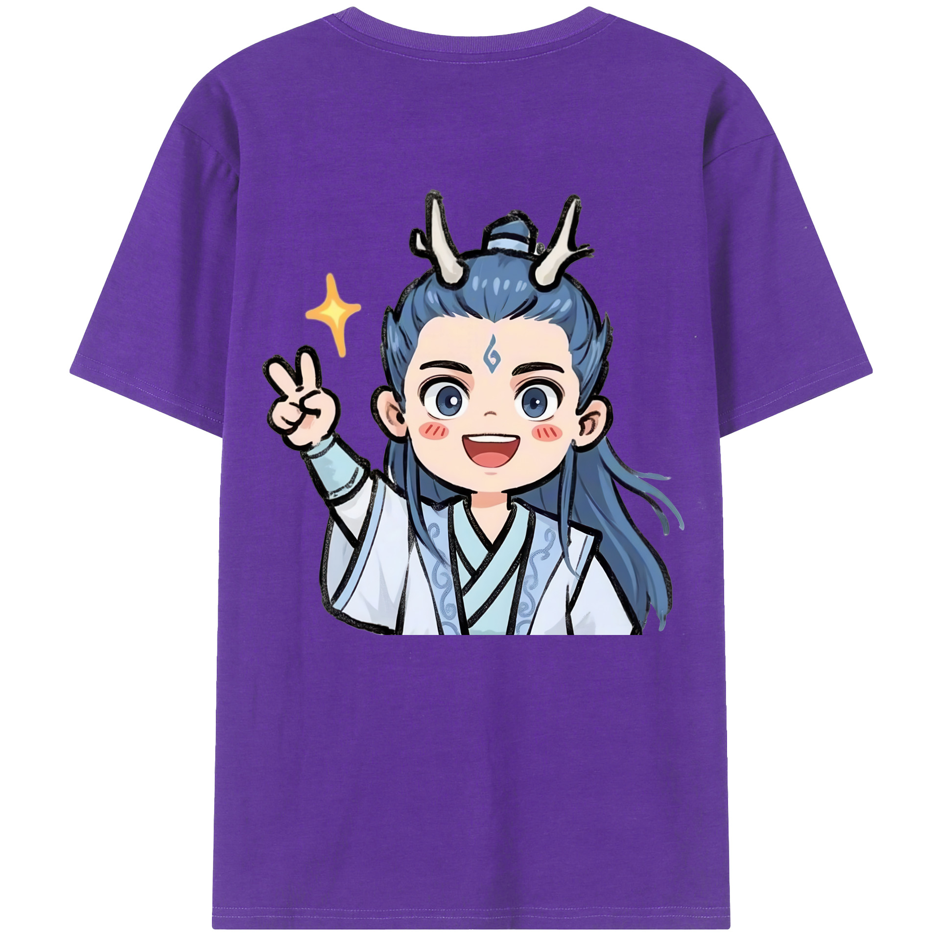 （画像用） Ne Zha 2 ナタ 魔童の大暴れ 綿100％ メンズ半袖Tシャツ（バックプリント） 通気性