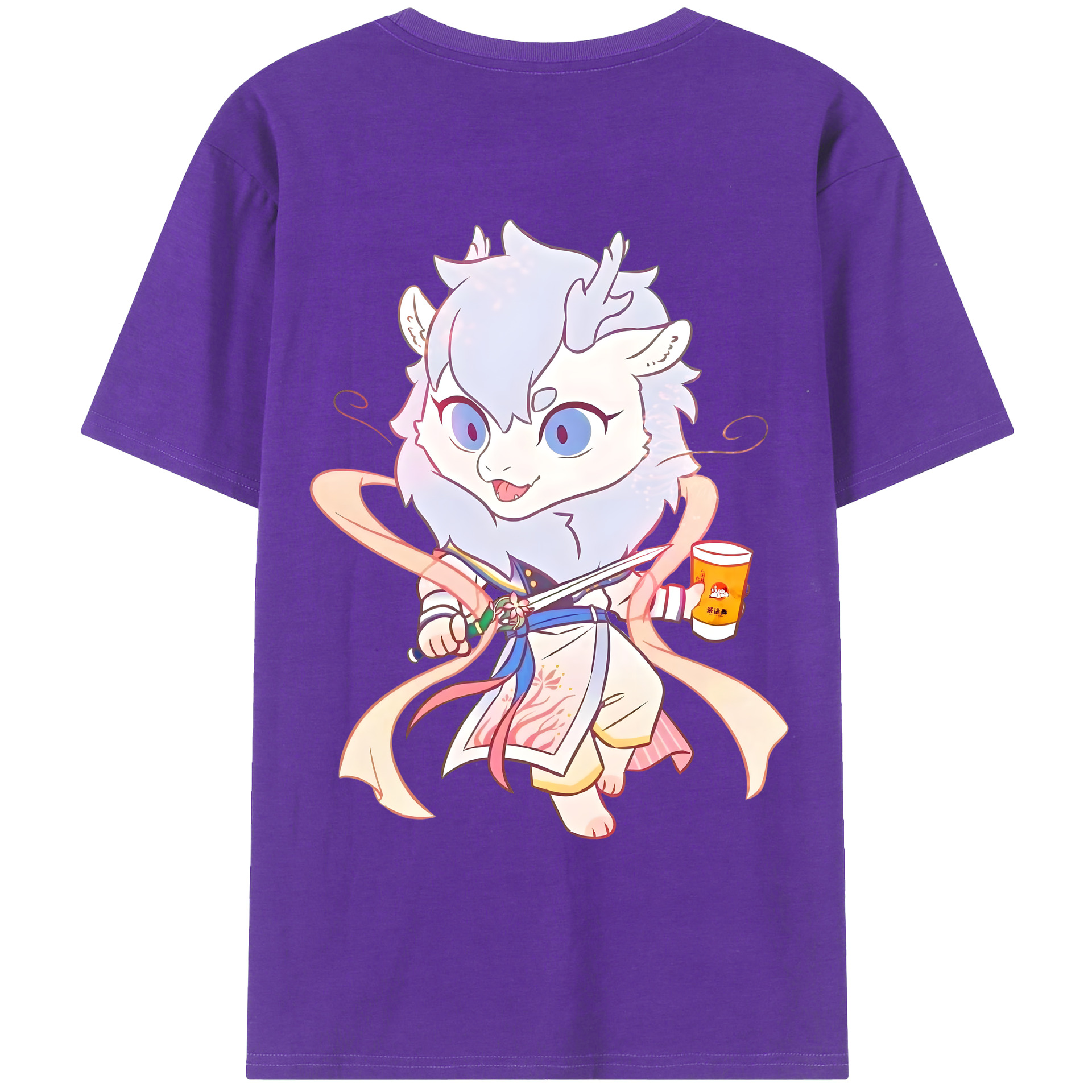 （画像用） Ne Zha 2 ナタ 魔童の大暴れ 綿100％ メンズ半袖Tシャツ（バックプリント） 通気性
