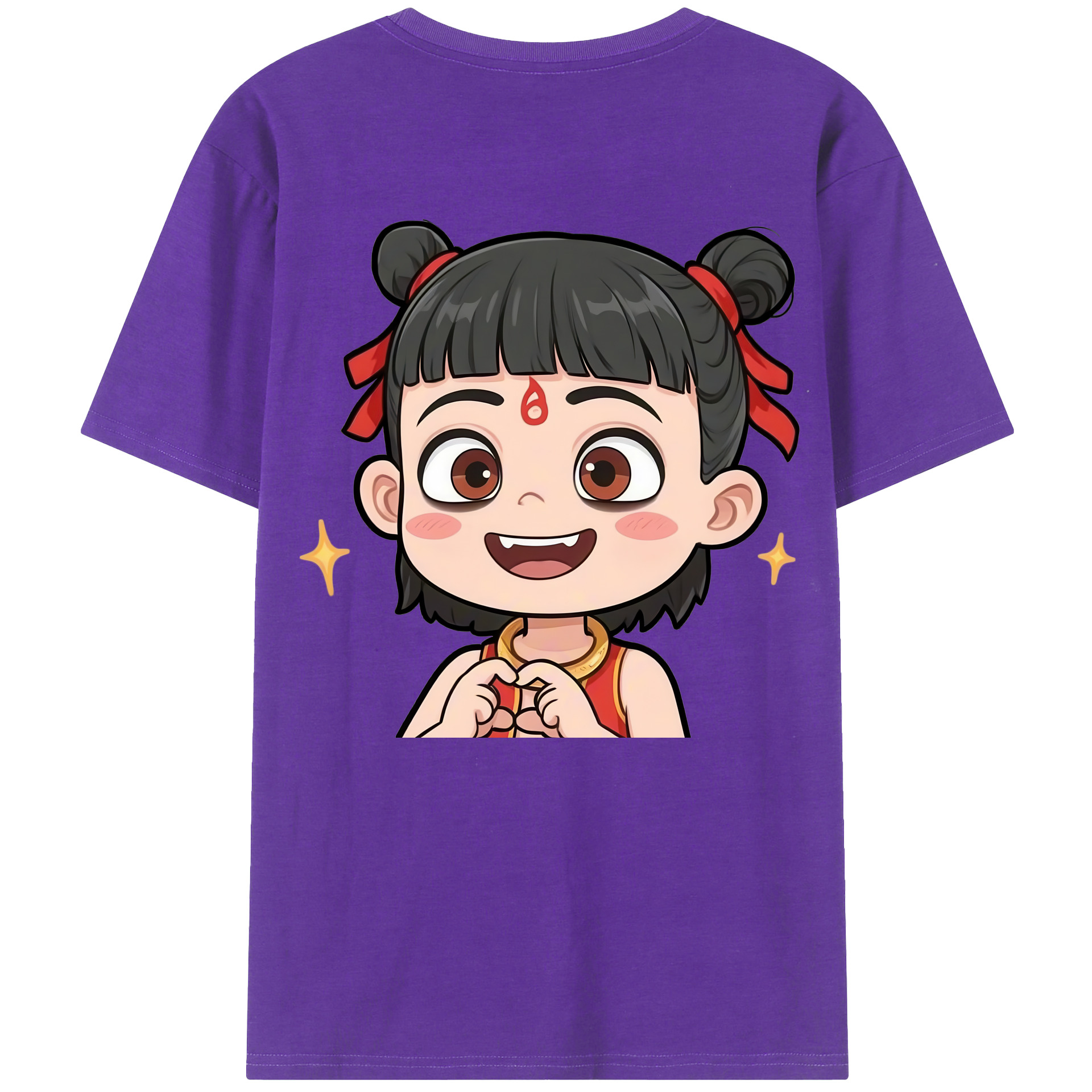 （画像用） Ne Zha 2 ナタ 魔童の大暴れ 綿100％ メンズ半袖Tシャツ（バックプリント） 通気性