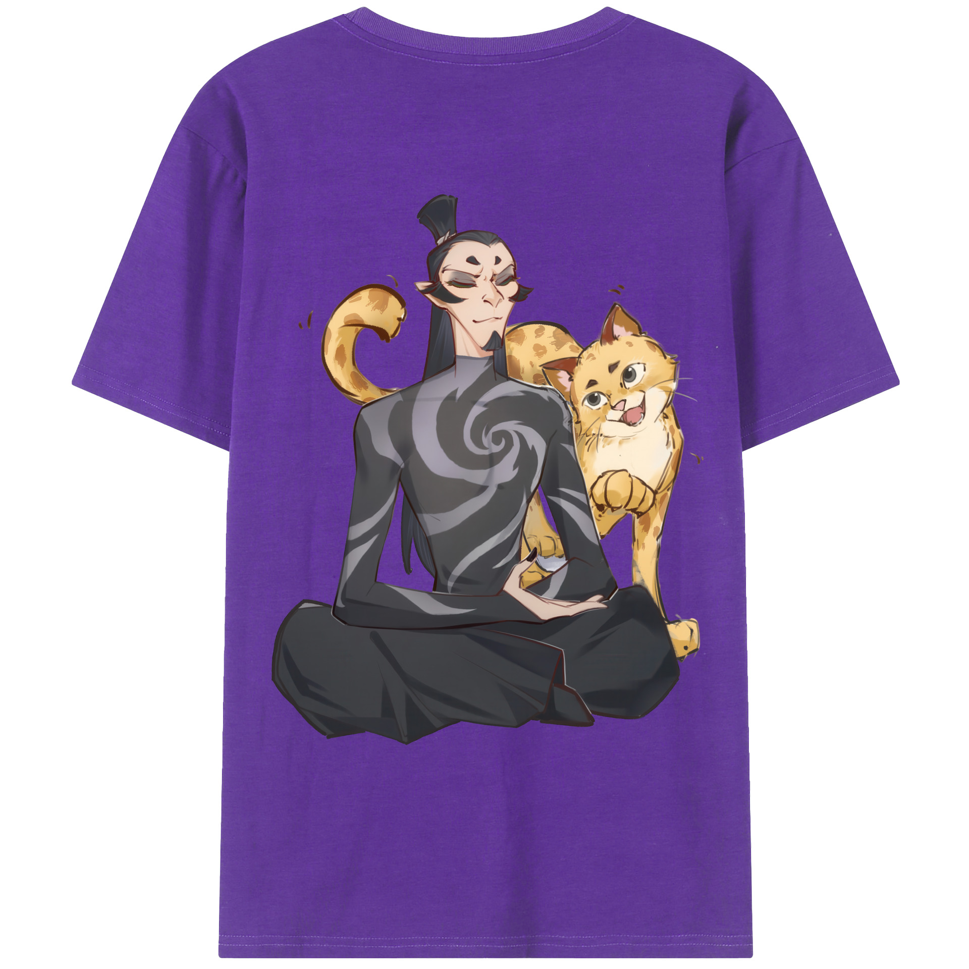 （画像用） Ne Zha 2 ナタ 魔童の大暴れ 綿100％ メンズ半袖Tシャツ（バックプリント） 通気性