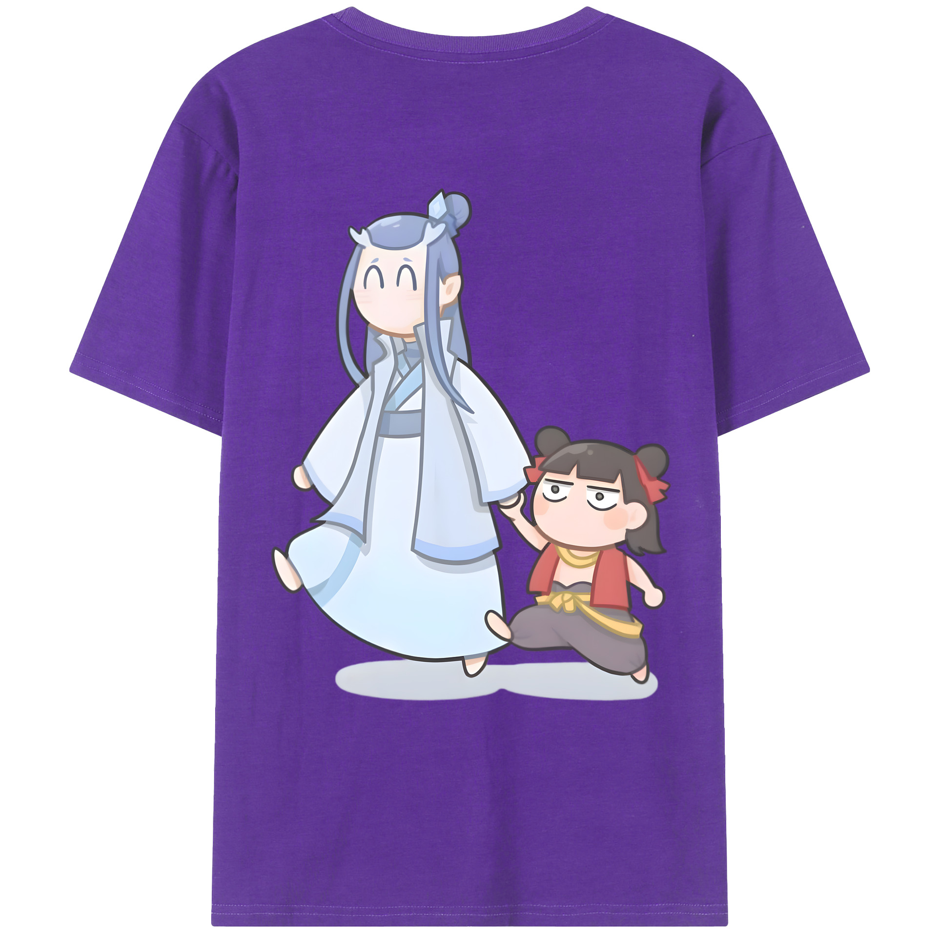 （画像用） Ne Zha 2 ナタ 魔童の大暴れ 綿100％ メンズ半袖Tシャツ（バックプリント） 通気性