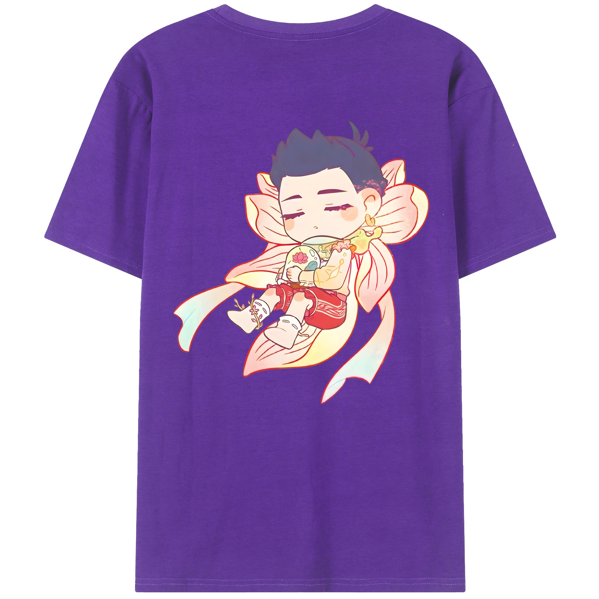 （画像用） Ne Zha 2 ナタ 魔童の大暴れ 綿100％ メンズ半袖Tシャツ（バックプリント） 通気性