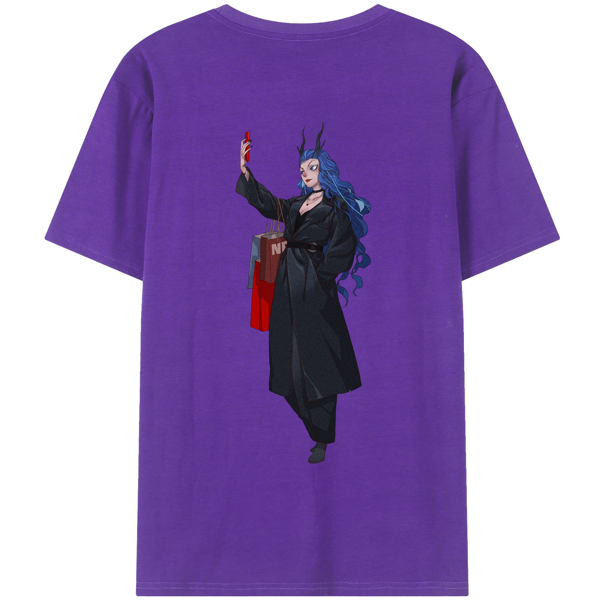 （画像用） Ne Zha 2 ナタ 魔童の大暴れ 綿100％ メンズ半袖Tシャツ（バックプリント） 通気性
