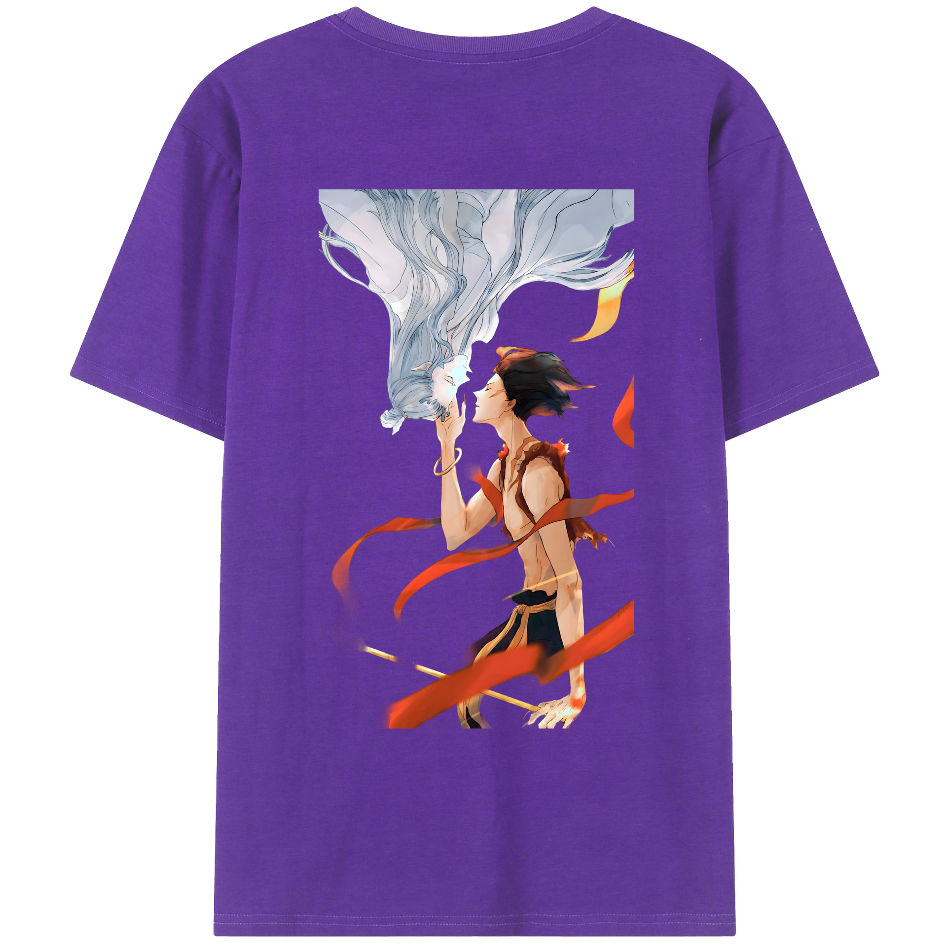 （画像用） Ne Zha 2 ナタ 魔童の大暴れ 綿100％ メンズ半袖Tシャツ（バックプリント） 通気性