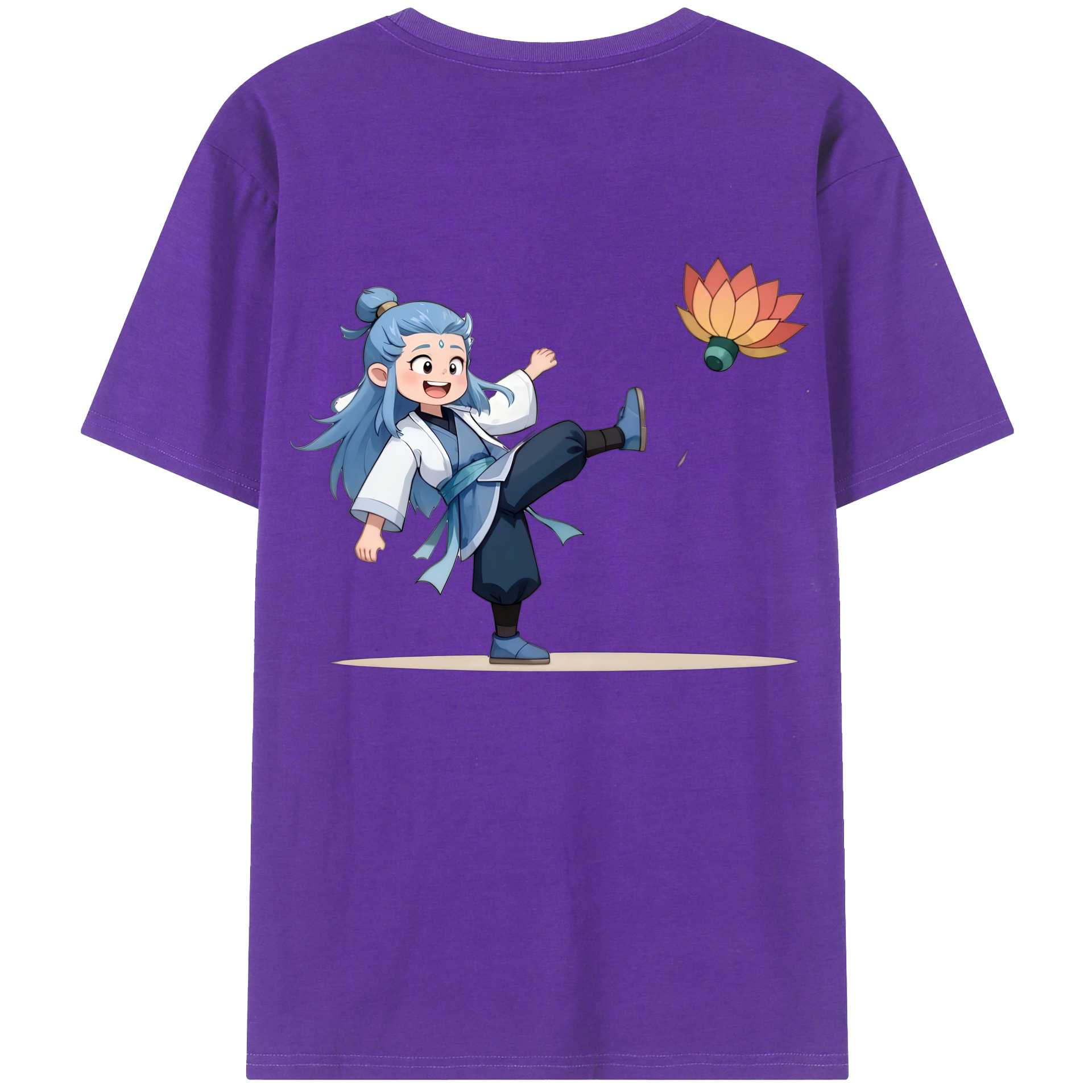 （画像用） Ne Zha 2 ナタ 魔童の大暴れ 綿100％ メンズ半袖Tシャツ（バックプリント） 通気性