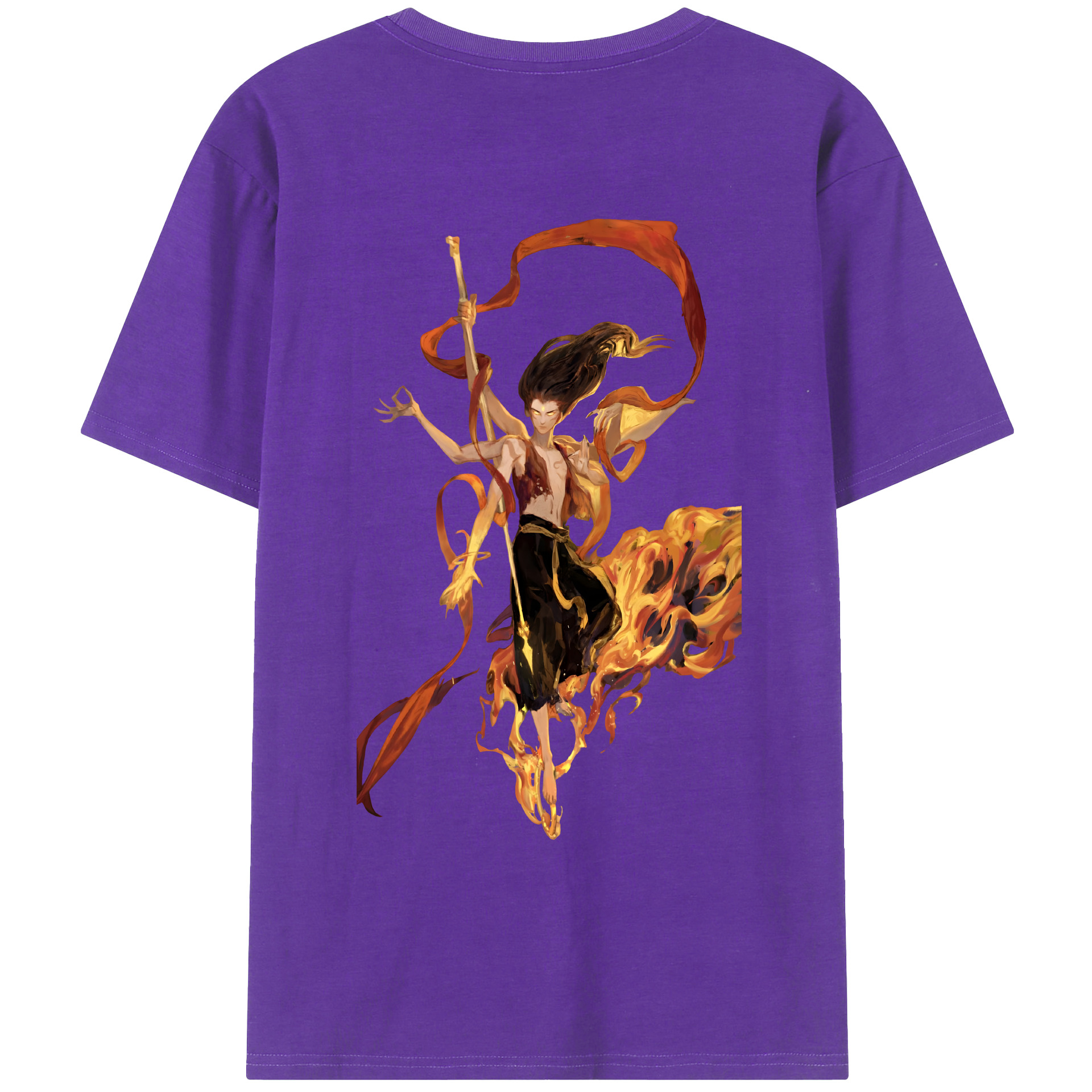 （画像用） Ne Zha 2 ナタ 魔童の大暴れ 綿100％ メンズ半袖Tシャツ（バックプリント） 通気性