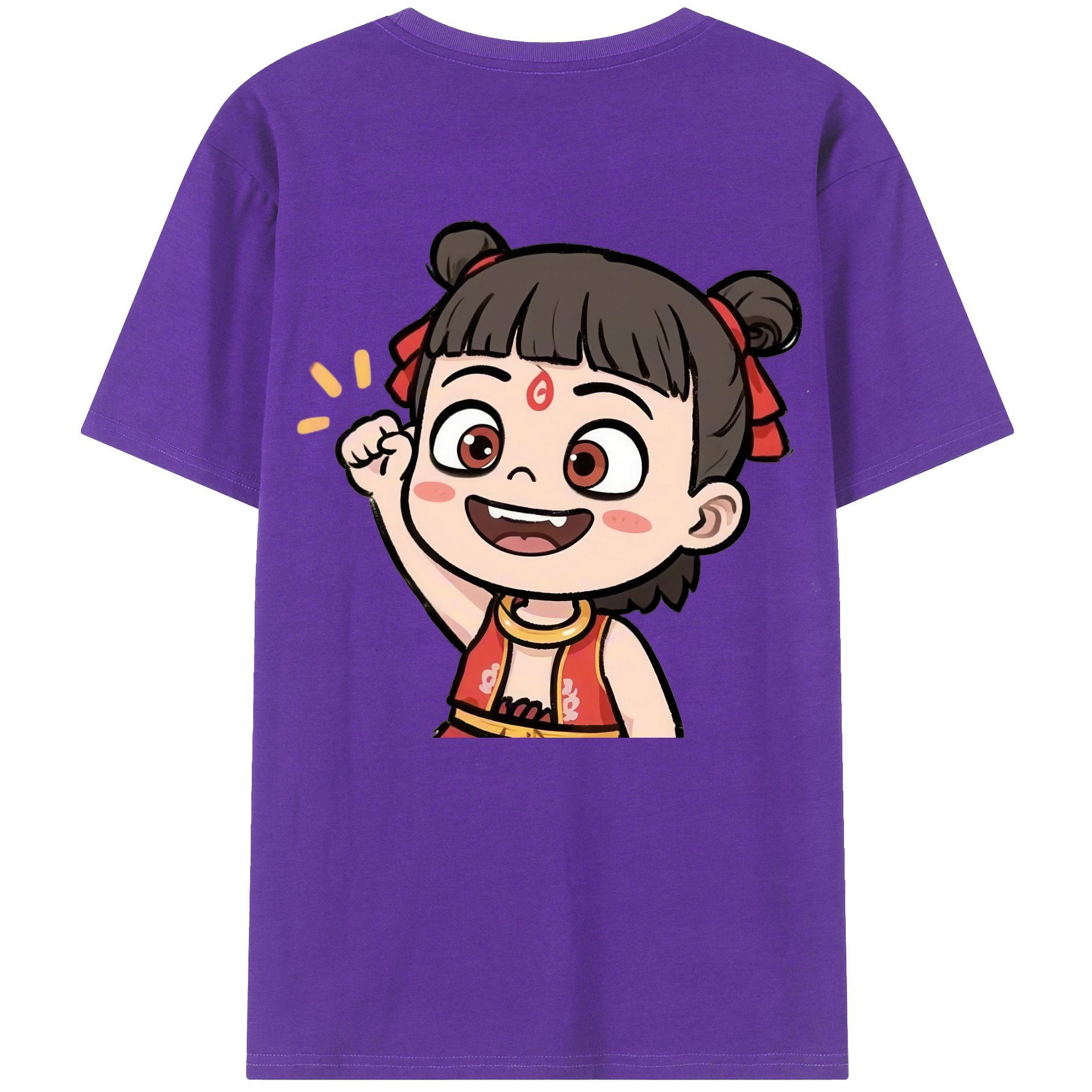 （画像用） Ne Zha 2 ナタ 魔童の大暴れ 綿100％ メンズ半袖Tシャツ（バックプリント） 通気性