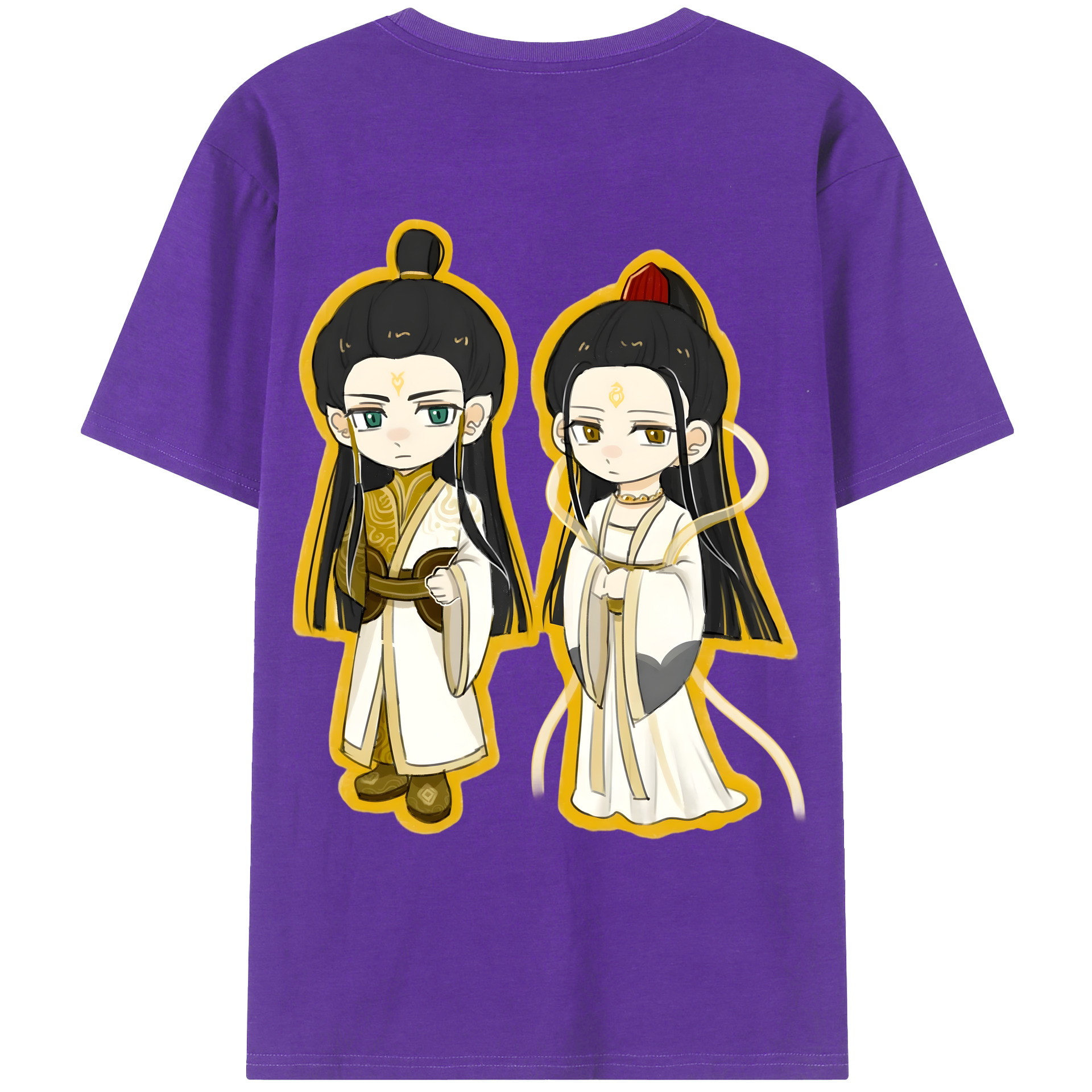 （画像用） Ne Zha 2 ナタ 魔童の大暴れ 綿100％ メンズ半袖Tシャツ（バックプリント） 通気性