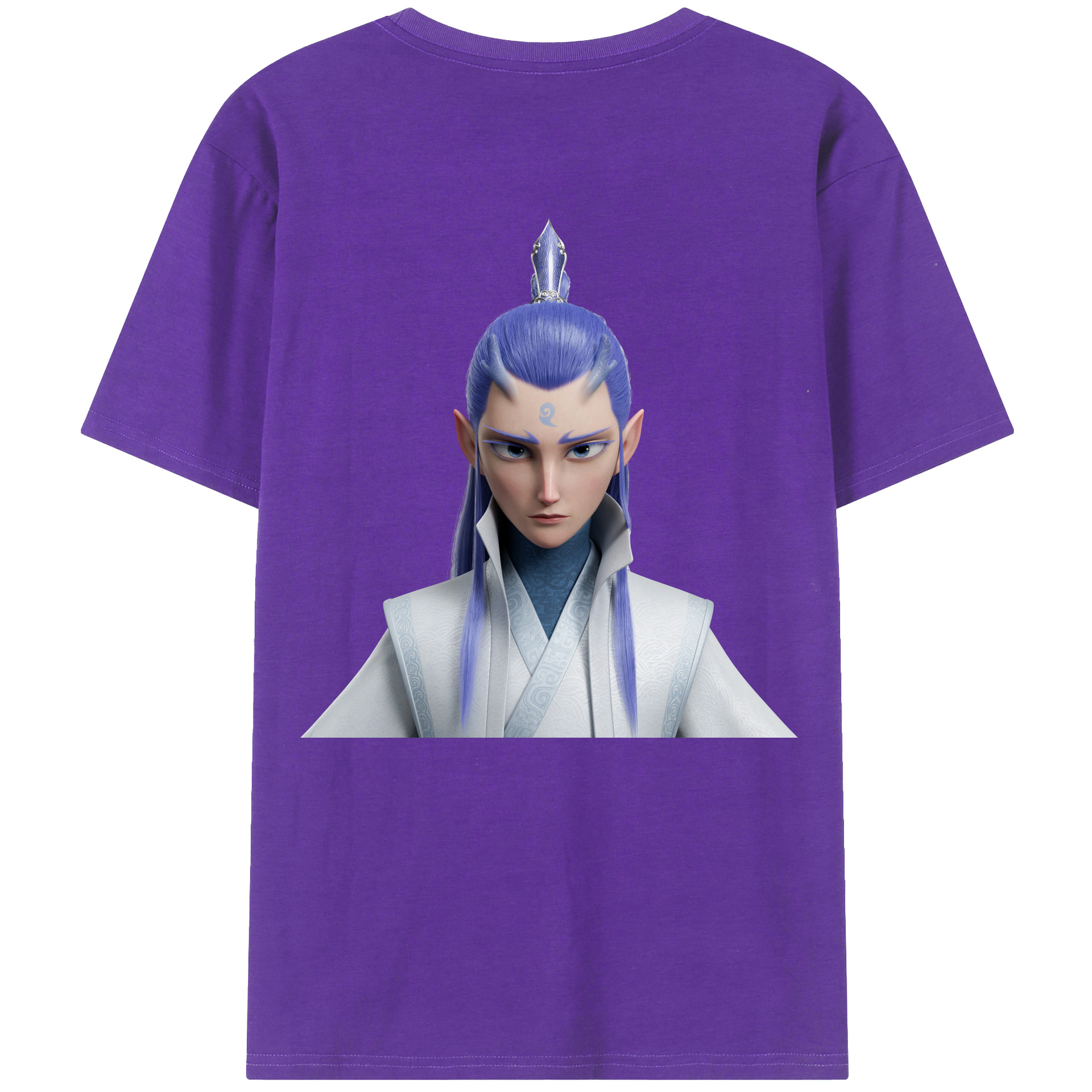 （画像用） Ne Zha 2 ナタ 魔童の大暴れ 綿100％ メンズ半袖Tシャツ（バックプリント） 通気性