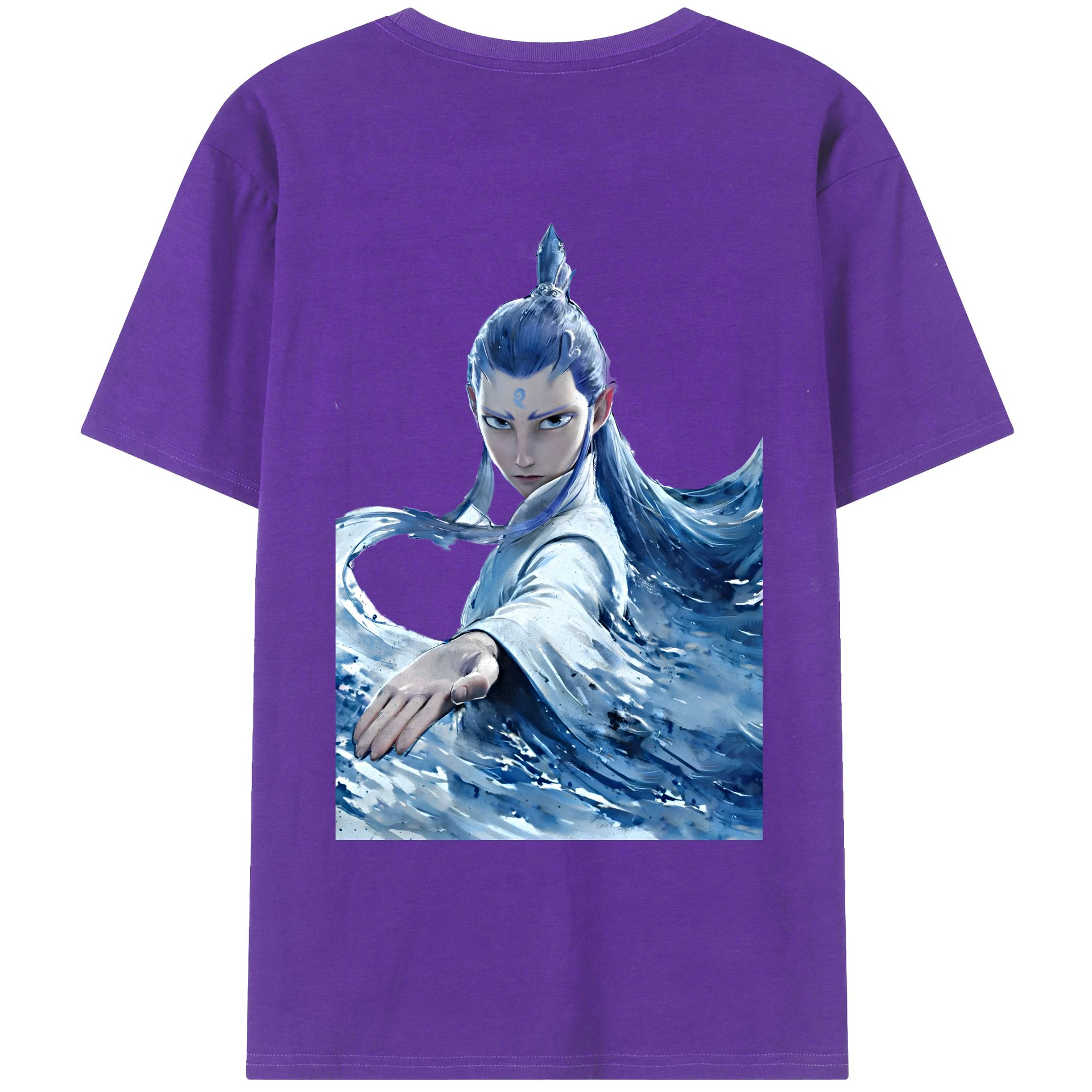 （画像用） Ne Zha 2 ナタ 魔童の大暴れ 綿100％ メンズ半袖Tシャツ（バックプリント） 通気性