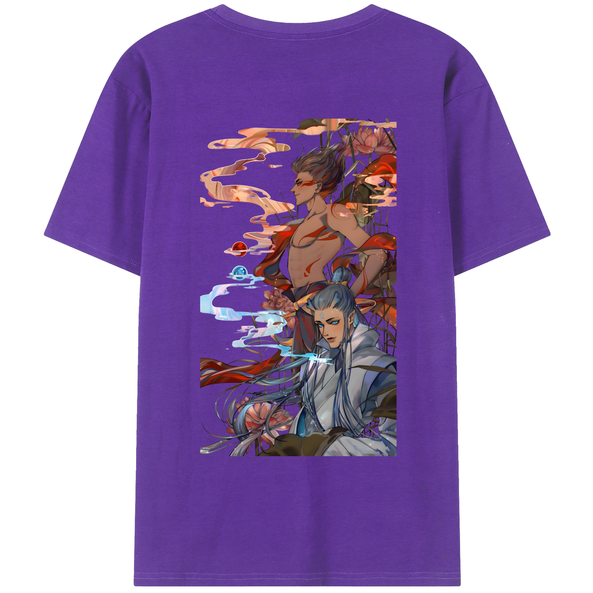 （画像用） Ne Zha 2 ナタ 魔童の大暴れ 綿100％ メンズ半袖Tシャツ（バックプリント） 通気性