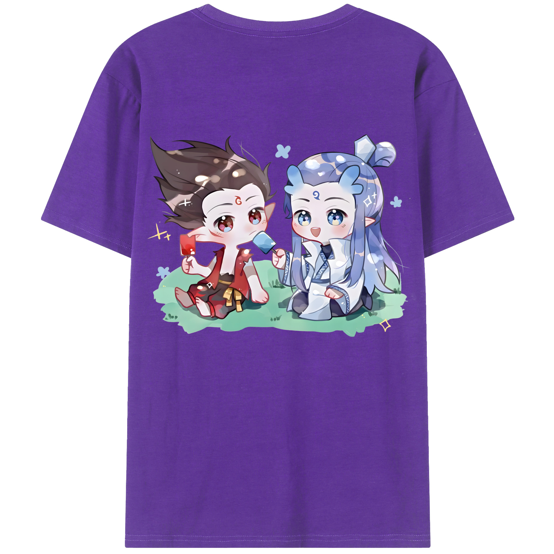 （画像用） Ne Zha 2 ナタ 魔童の大暴れ 綿100％ メンズ半袖Tシャツ（バックプリント） 通気性