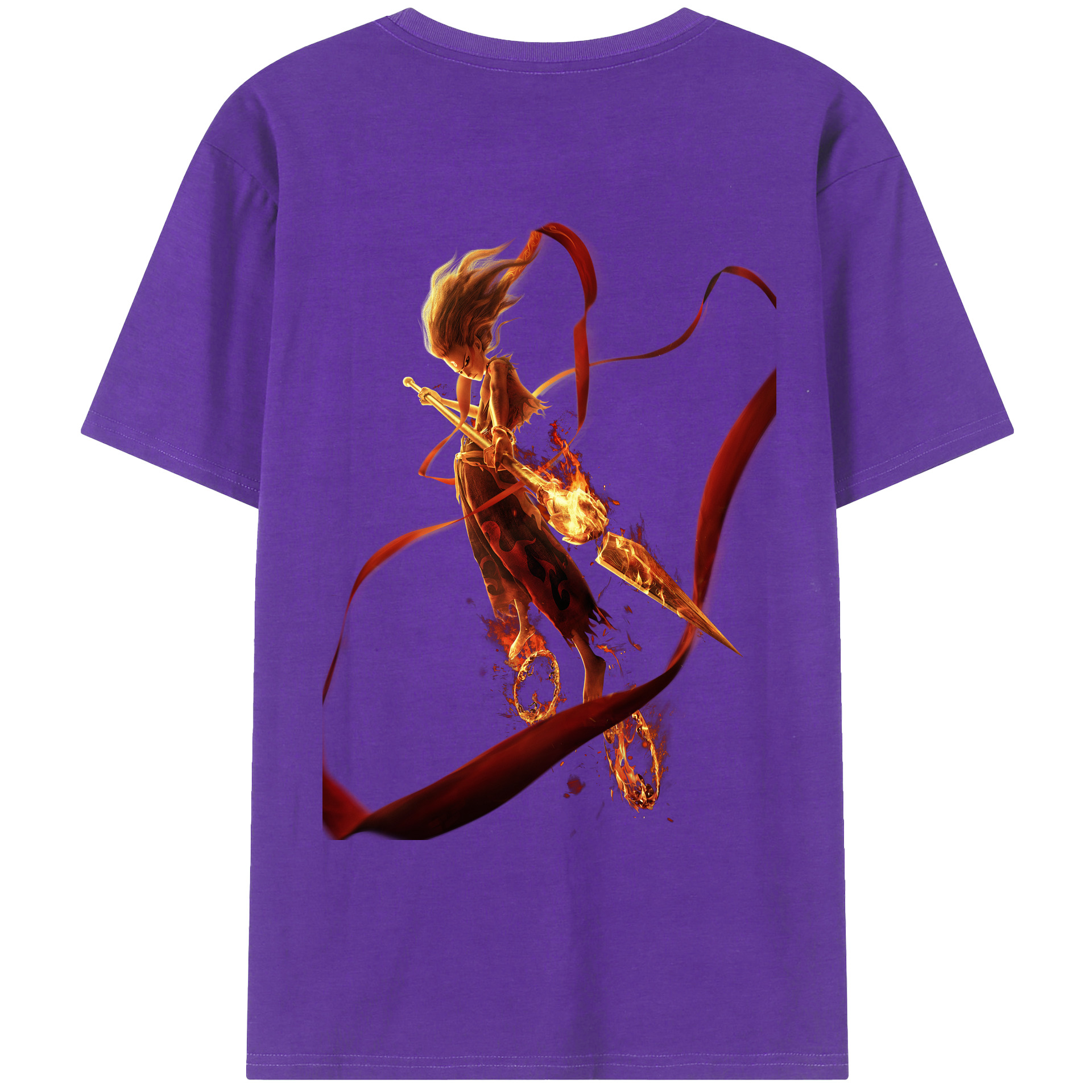 （画像用） Ne Zha 2 ナタ 魔童の大暴れ 綿100％ メンズ半袖Tシャツ（バックプリント） 通気性