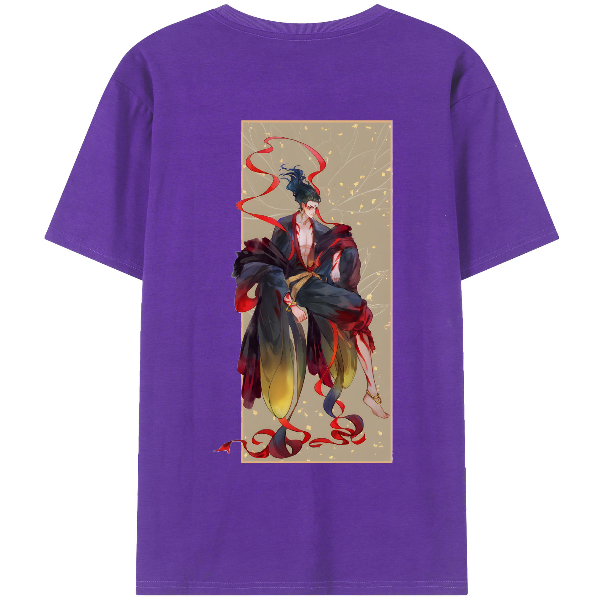 （画像用） Ne Zha 2 ナタ 魔童の大暴れ 綿100％ メンズ半袖Tシャツ（バックプリント） 通気性