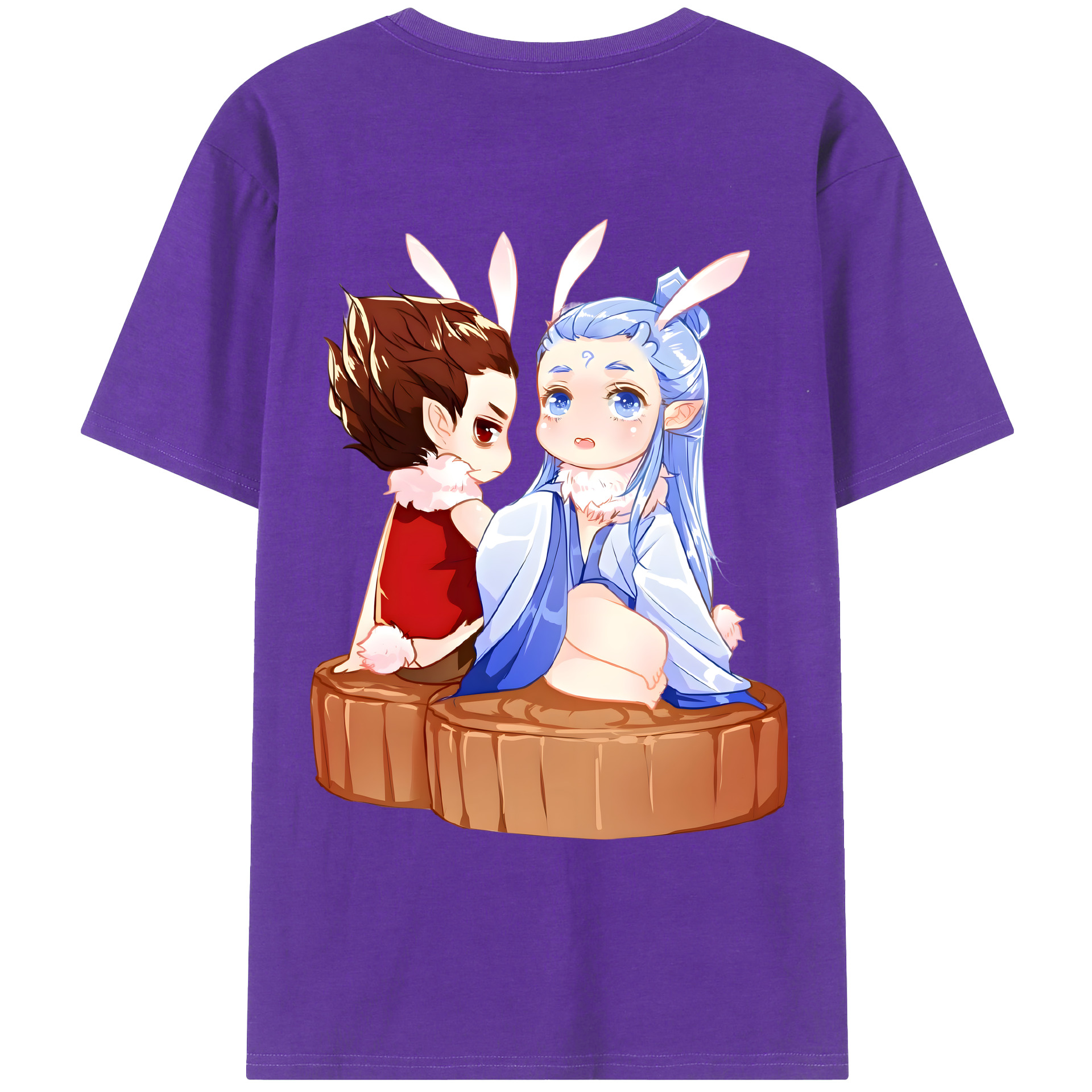 （画像用） Ne Zha 2 ナタ 魔童の大暴れ 綿100％ メンズ半袖Tシャツ（バックプリント） 通気性