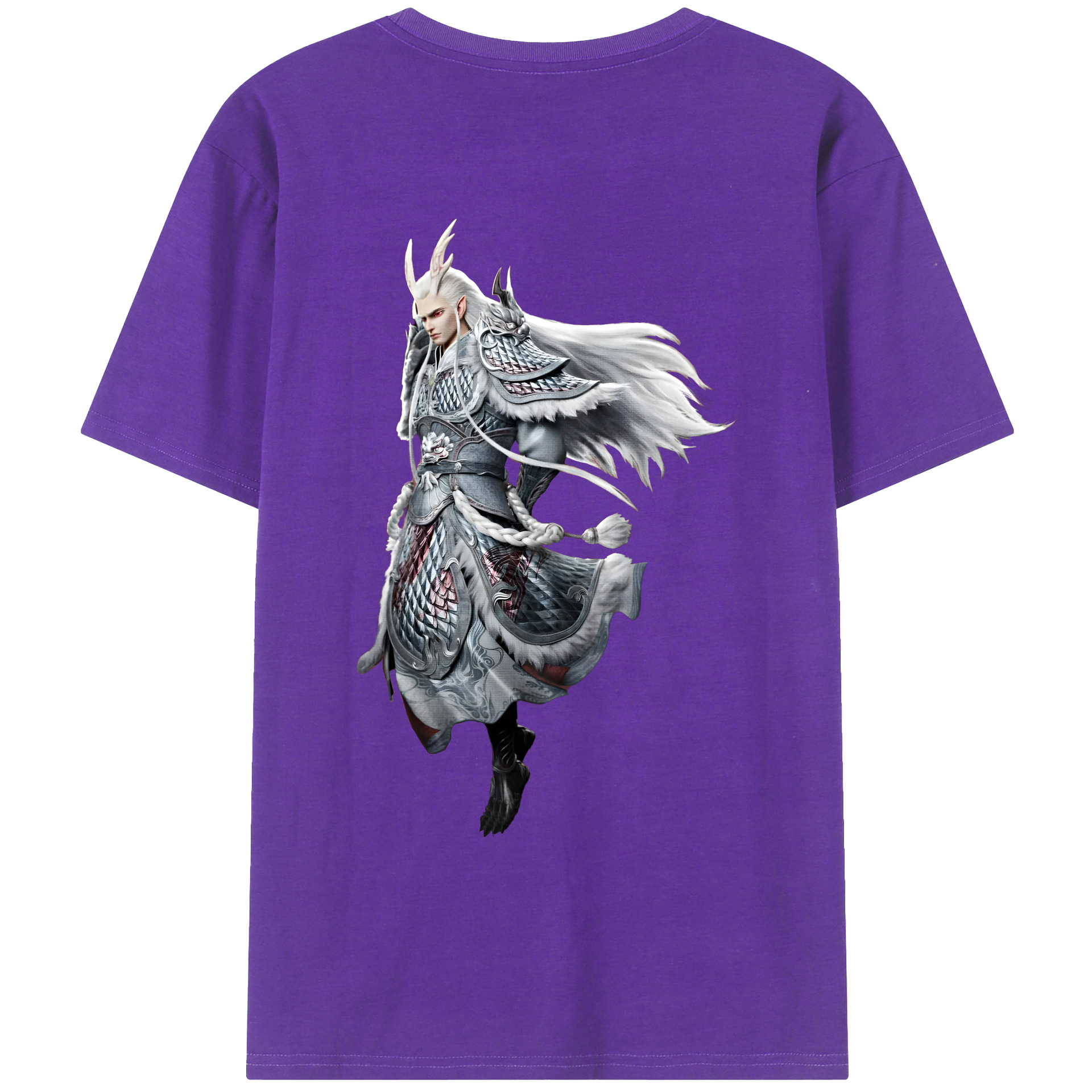 （画像用） Ne Zha 2 ナタ 魔童の大暴れ 綿100％ メンズ半袖Tシャツ（バックプリント） 通気性