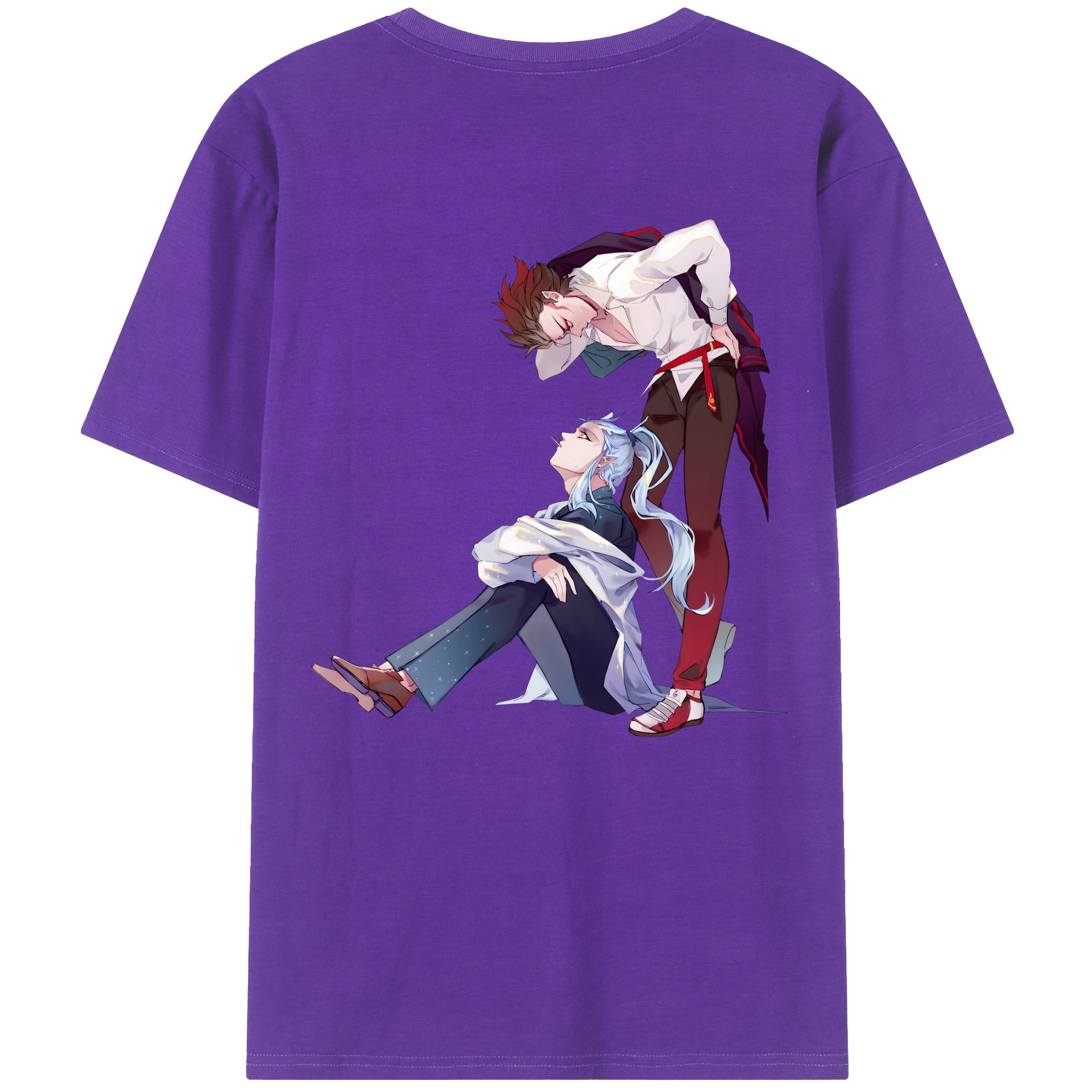 （画像用） Ne Zha 2 ナタ 魔童の大暴れ 綿100％ メンズ半袖Tシャツ（バックプリント） 通気性