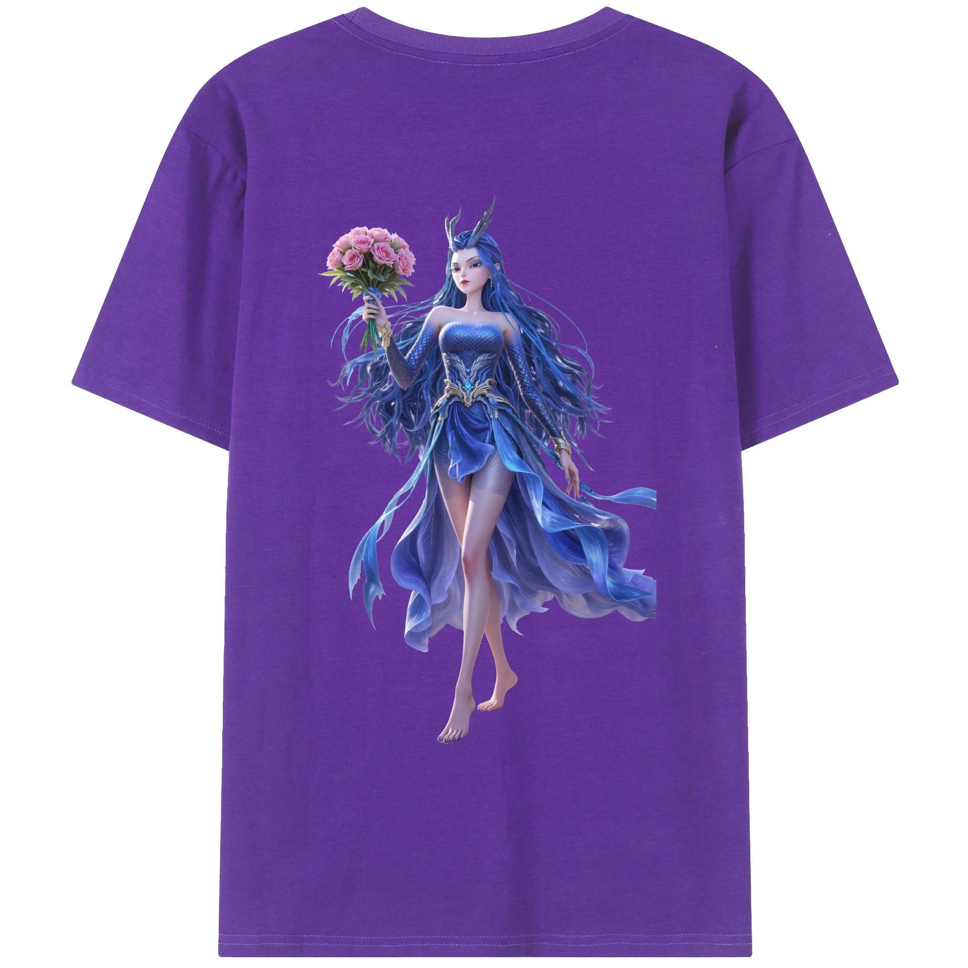 （画像用） Ne Zha 2 ナタ 魔童の大暴れ 綿100％ メンズ半袖Tシャツ（バックプリント） 通気性