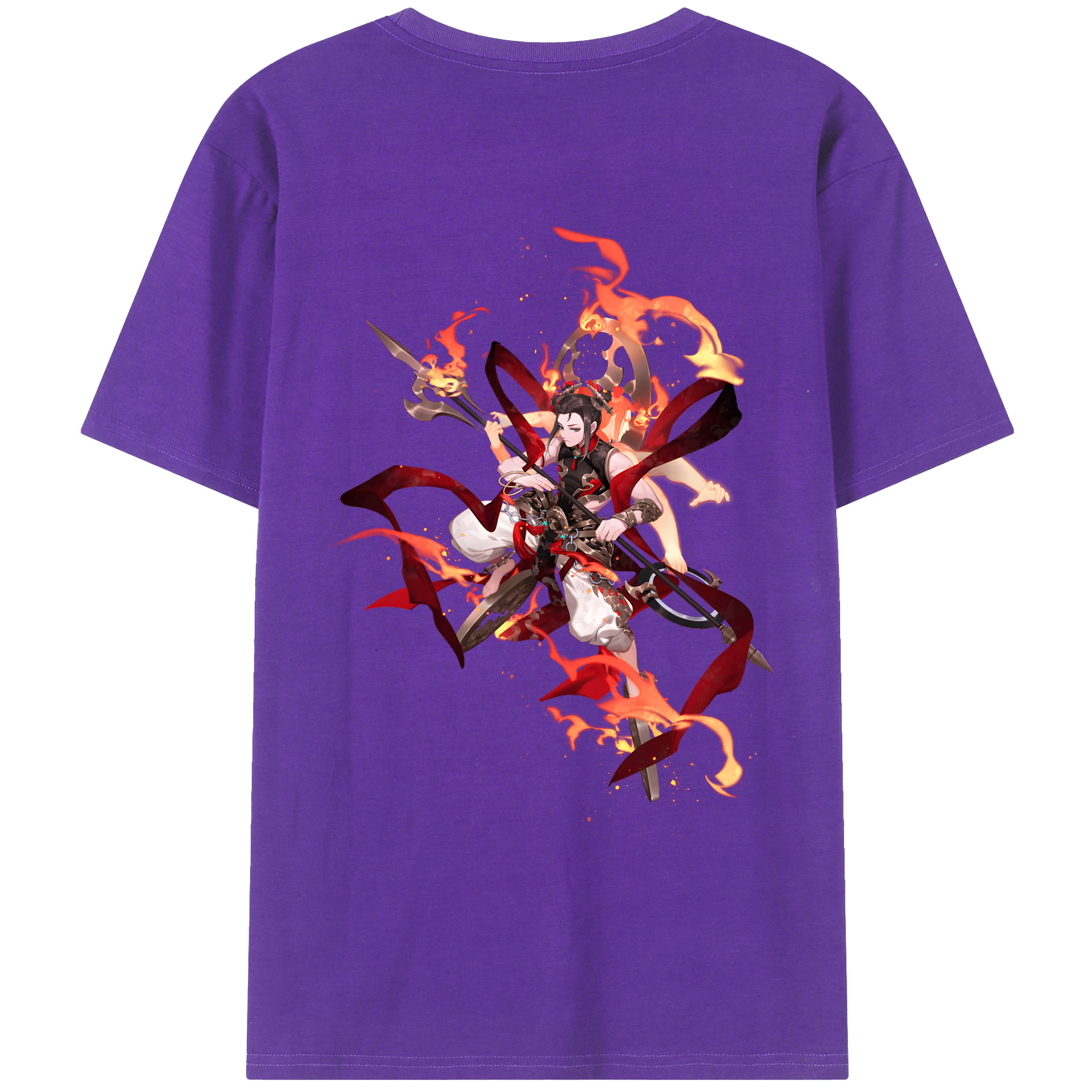 （画像用） Ne Zha 2 ナタ 魔童の大暴れ 綿100％ メンズ半袖Tシャツ（バックプリント） 通気性