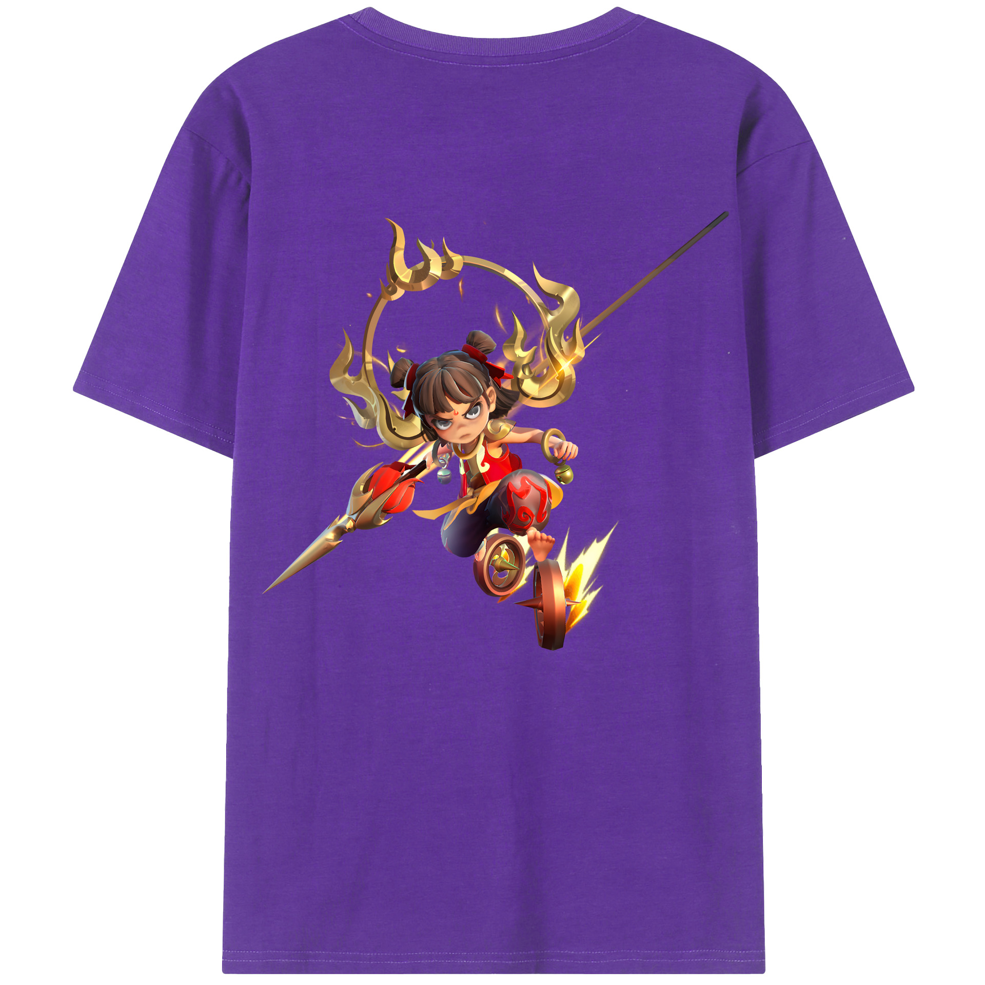（画像用） Ne Zha 2 ナタ 魔童の大暴れ 綿100％ メンズ半袖Tシャツ（バックプリント） 通気性
