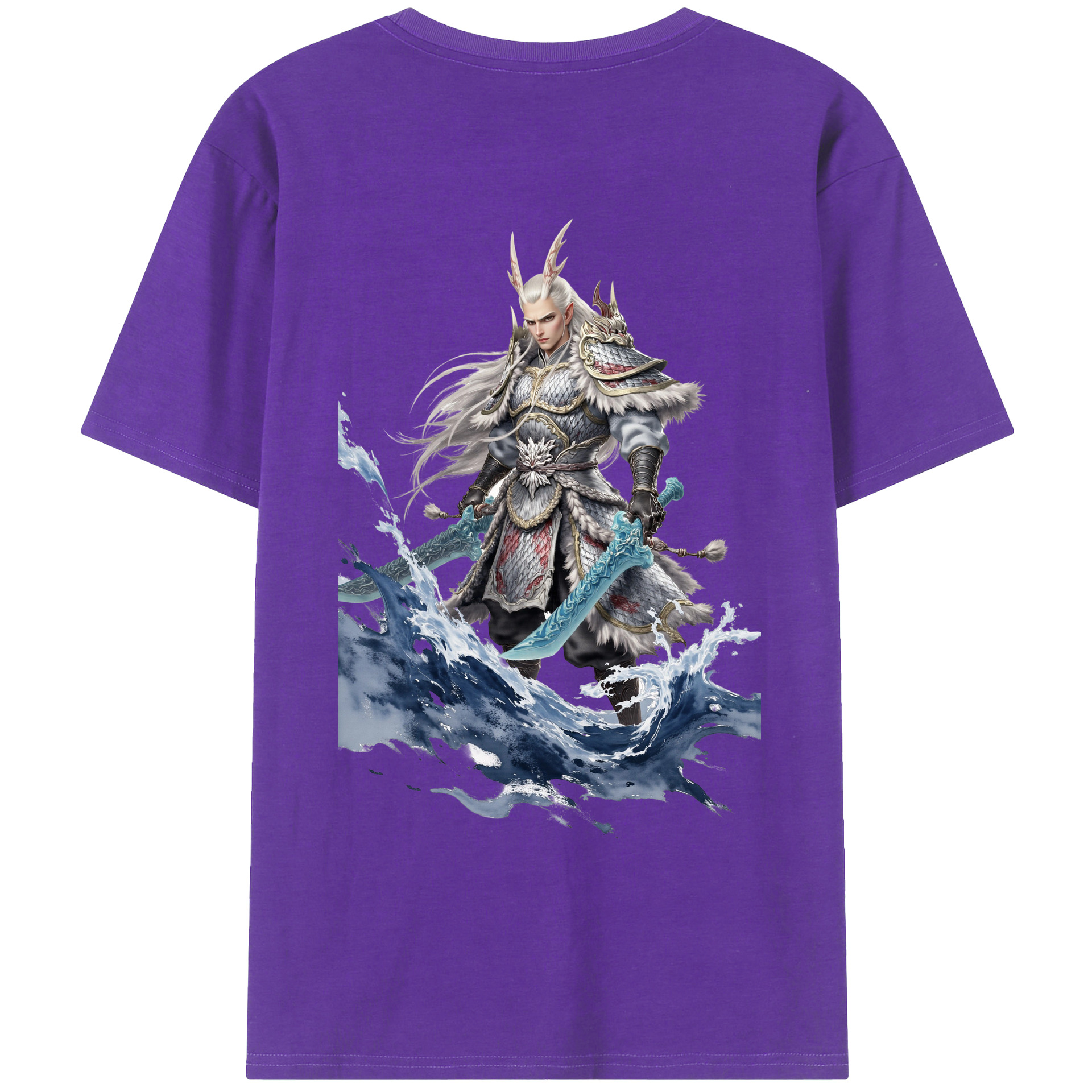 （画像用） Ne Zha 2 ナタ 魔童の大暴れ 綿100％ メンズ半袖Tシャツ（バックプリント） 通気性
