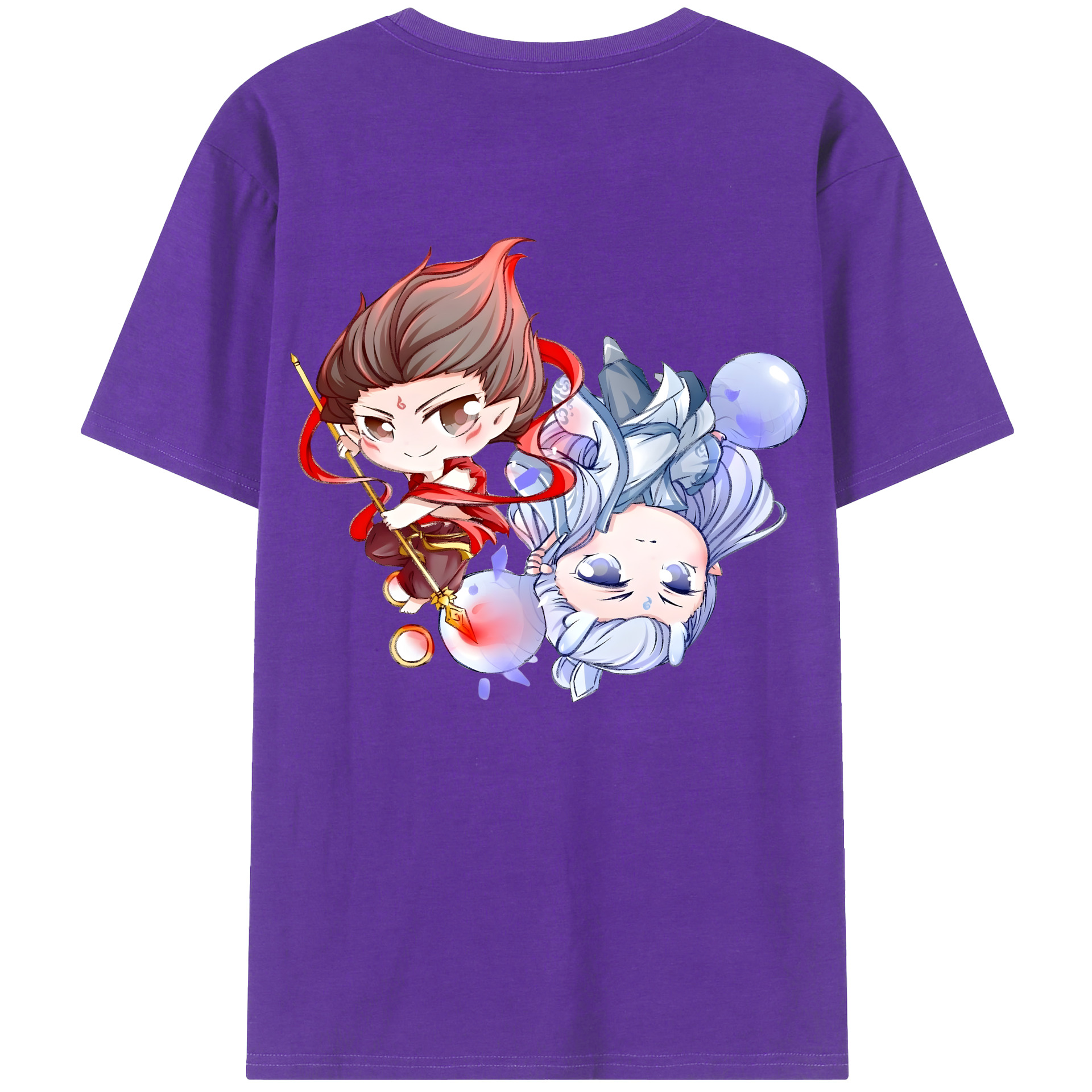 （画像用） Ne Zha 2 ナタ 魔童の大暴れ 綿100％ メンズ半袖Tシャツ（バックプリント） 通気性