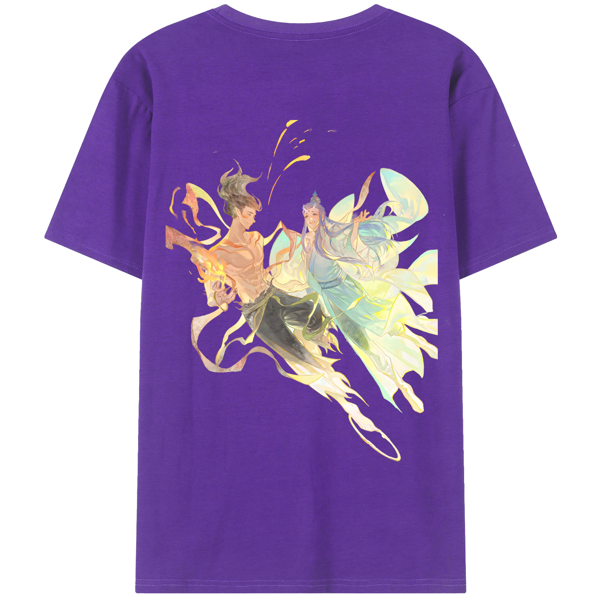 （画像用） Ne Zha 2 ナタ 魔童の大暴れ 綿100％ メンズ半袖Tシャツ（バックプリント） 通気性