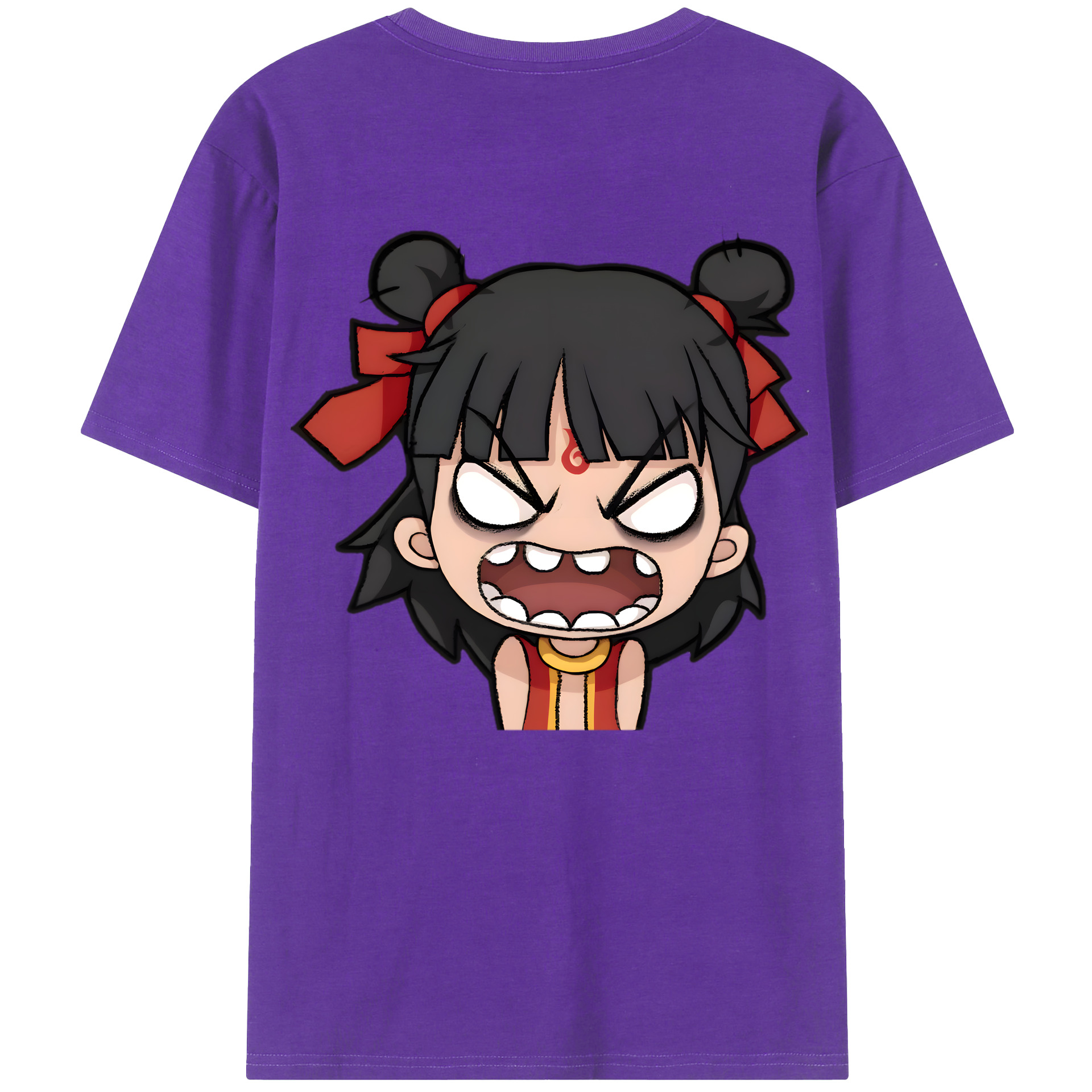 （画像用） Ne Zha 2 ナタ 魔童の大暴れ 綿100％ メンズ半袖Tシャツ（バックプリント） 通気性