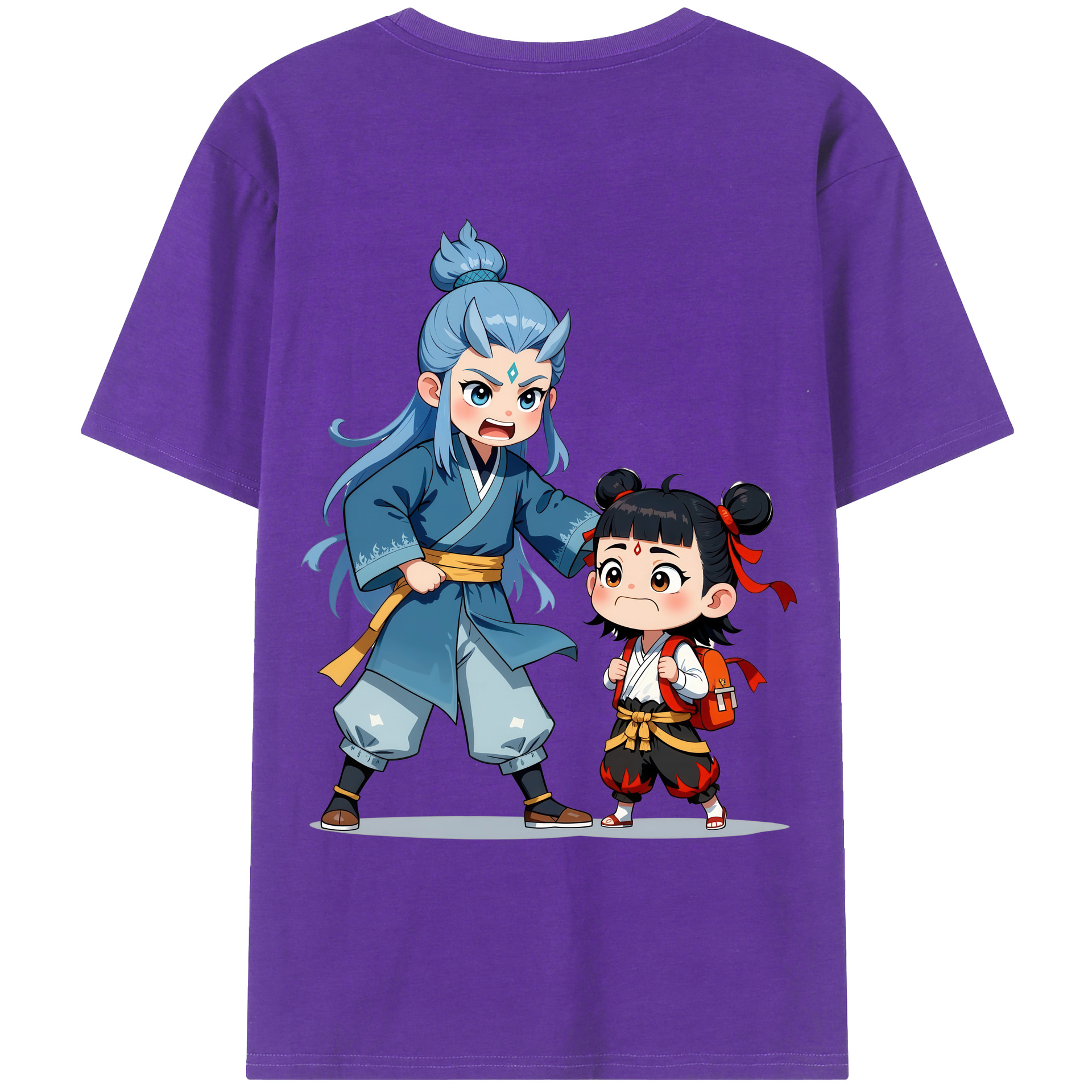 （画像用） Ne Zha 2 ナタ 魔童の大暴れ 綿100％ メンズ半袖Tシャツ（バックプリント） 通気性