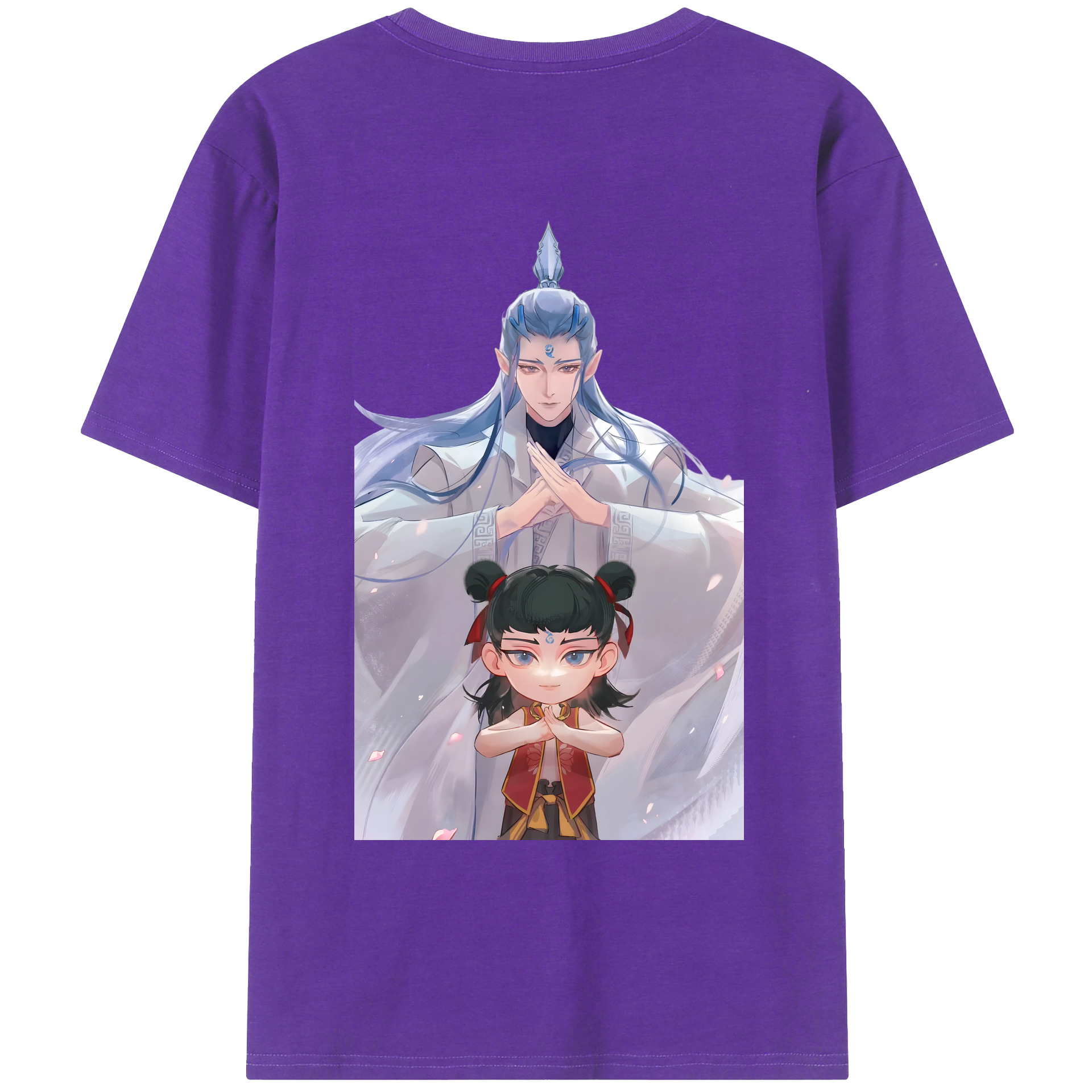 （画像用） Ne Zha 2 ナタ 魔童の大暴れ 綿100％ メンズ半袖Tシャツ（バックプリント） 通気性