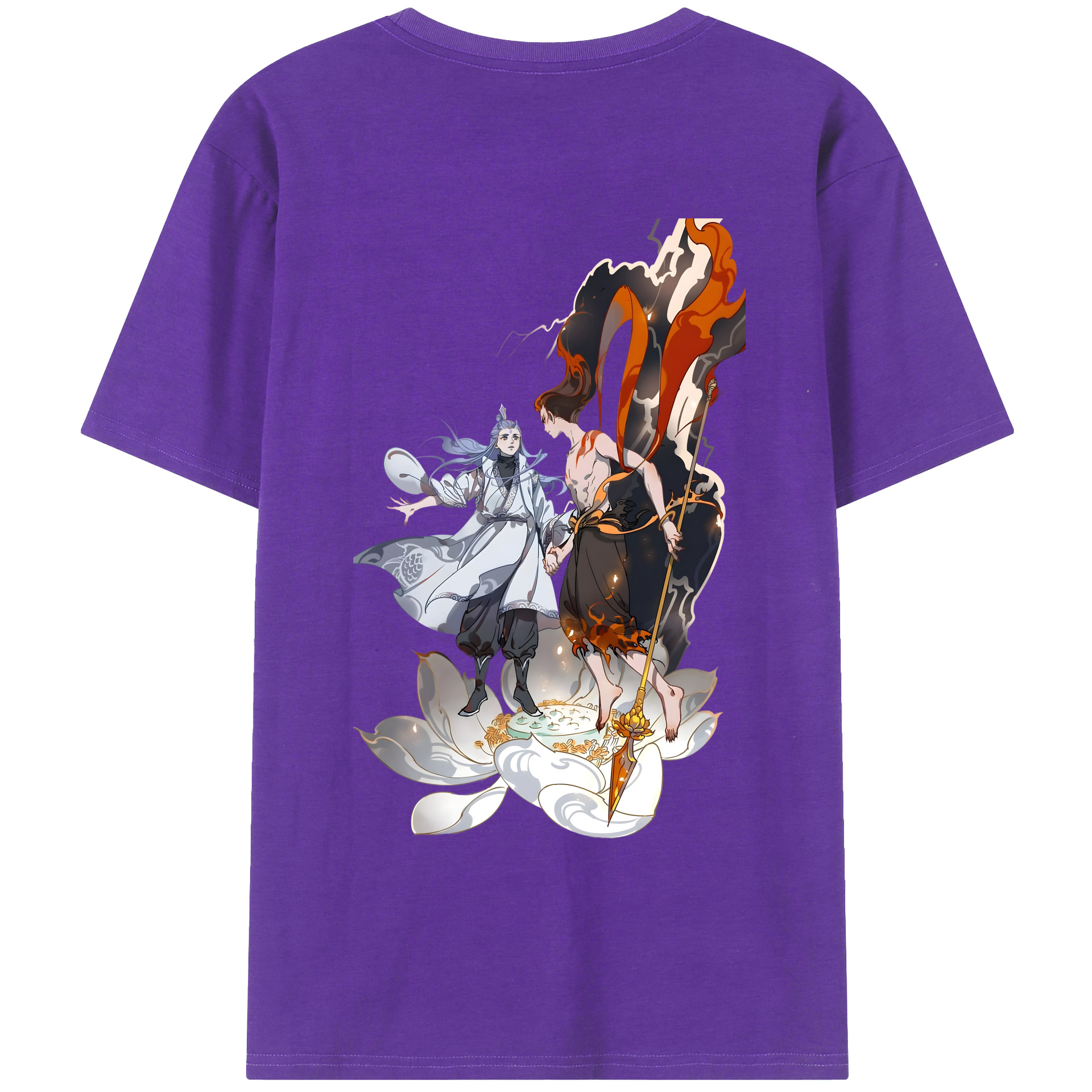 （画像用） Ne Zha 2 ナタ 魔童の大暴れ 綿100％ メンズ半袖Tシャツ（バックプリント） 通気性