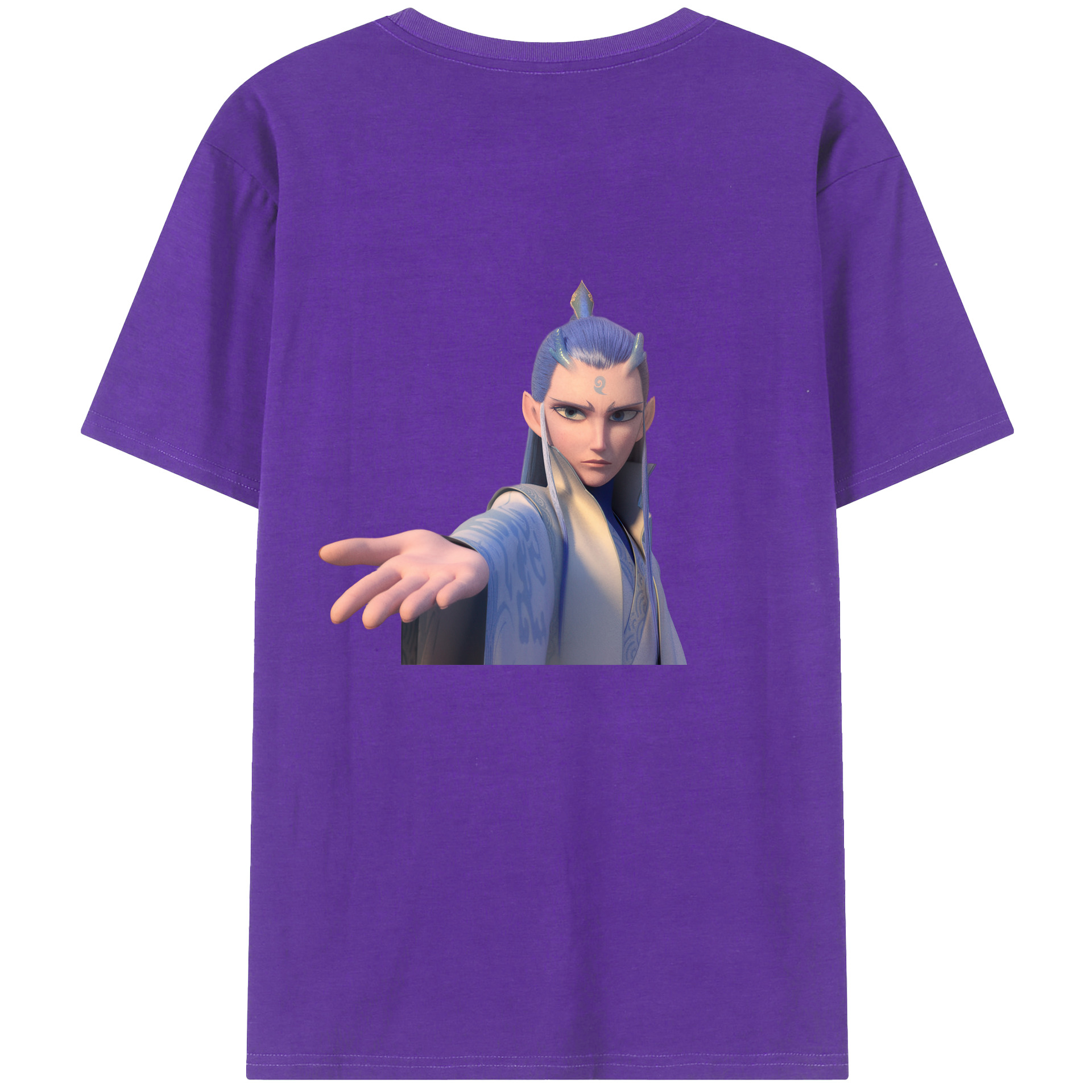 （画像用） Ne Zha 2 ナタ 魔童の大暴れ 綿100％ メンズ半袖Tシャツ（バックプリント） 通気性