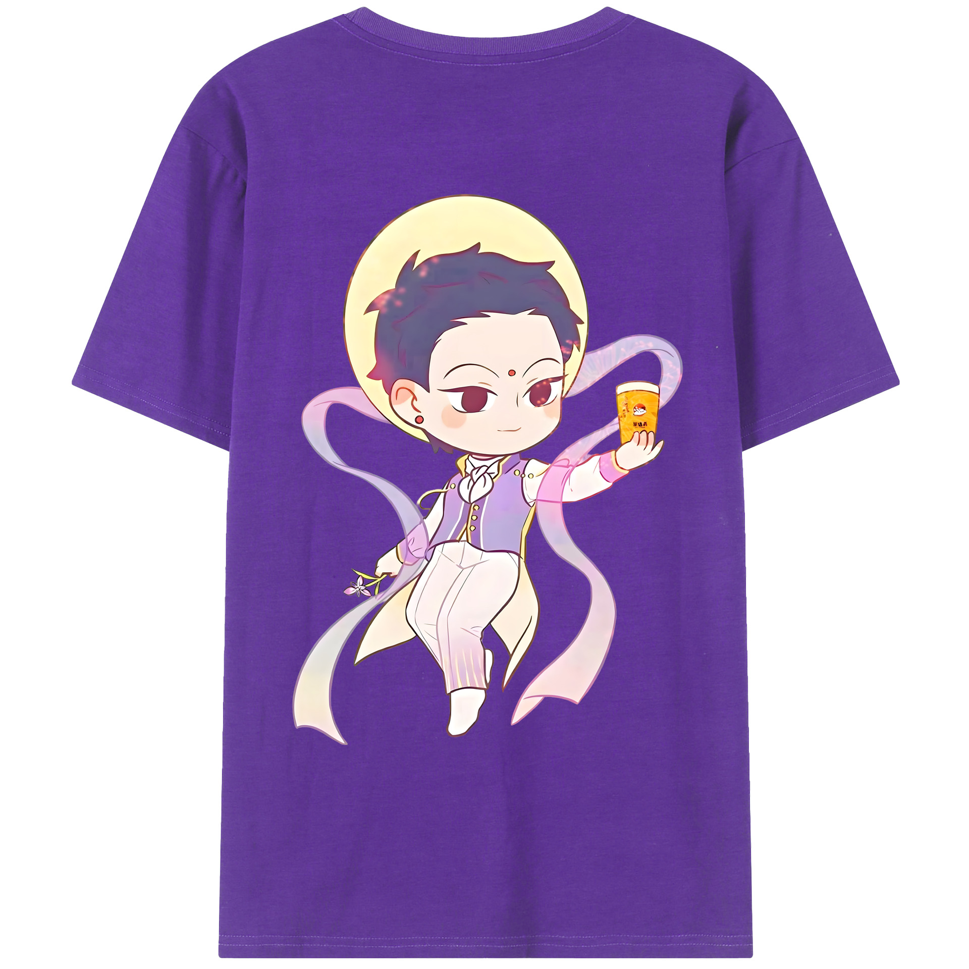 （画像用） Ne Zha 2 ナタ 魔童の大暴れ 綿100％ メンズ半袖Tシャツ（バックプリント） 通気性