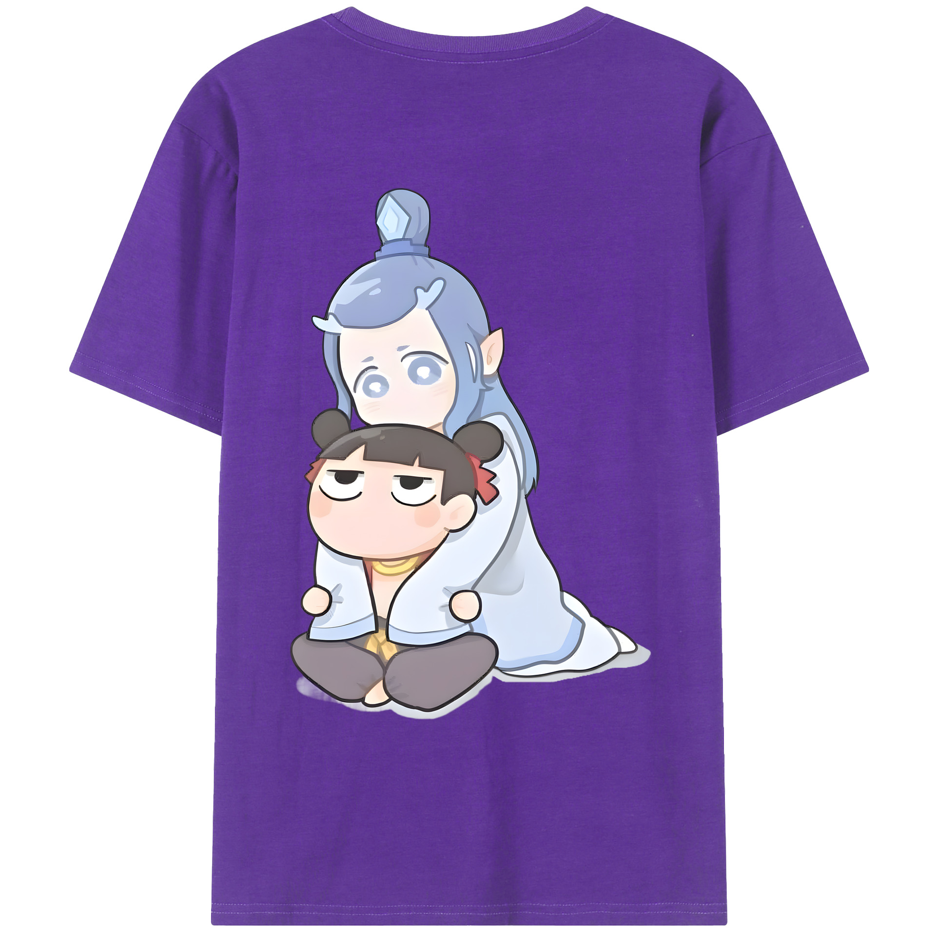 （画像用） Ne Zha 2 ナタ 魔童の大暴れ 綿100％ メンズ半袖Tシャツ（バックプリント） 通気性