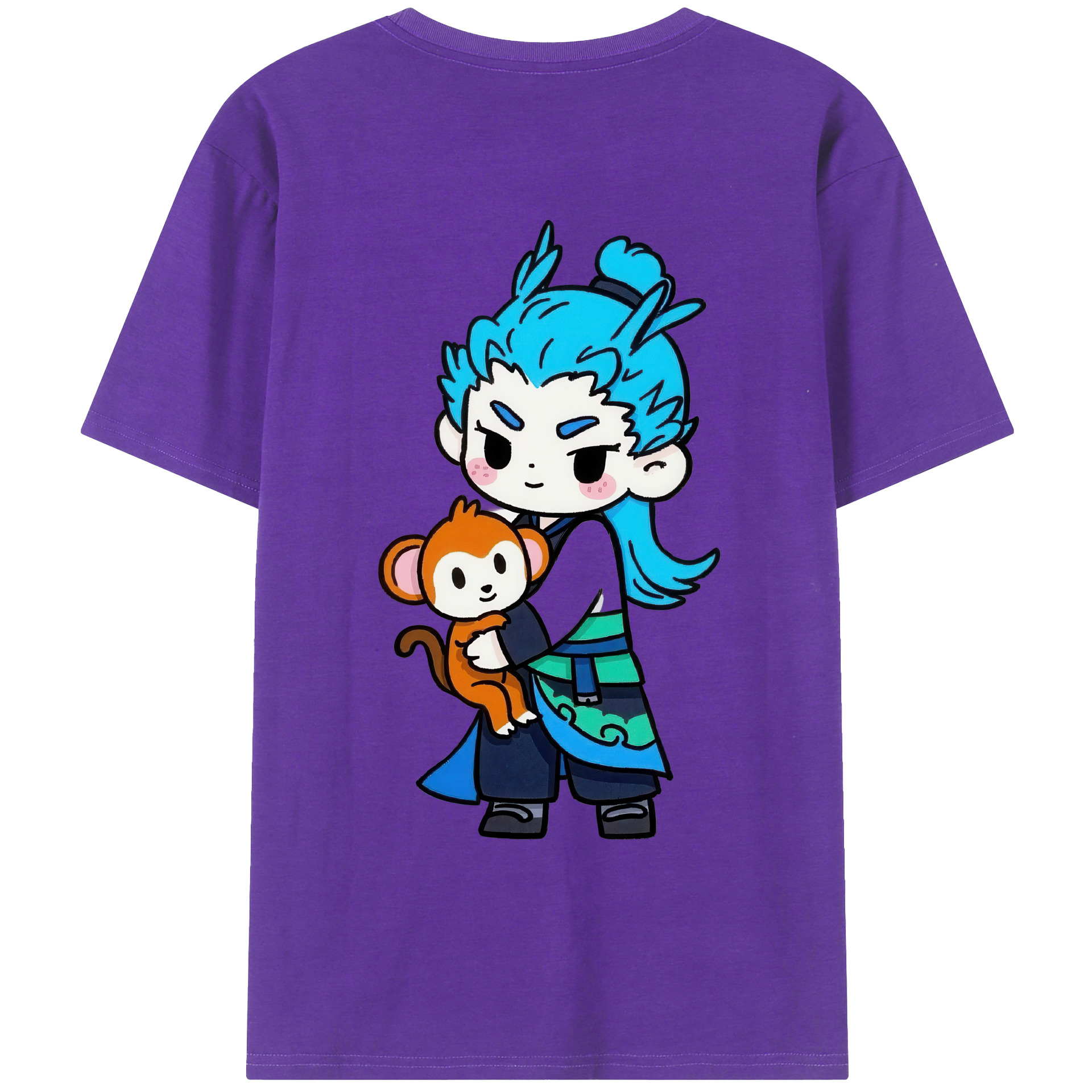 （画像用） Ne Zha 2 ナタ 魔童の大暴れ 綿100％ メンズ半袖Tシャツ（バックプリント） 通気性