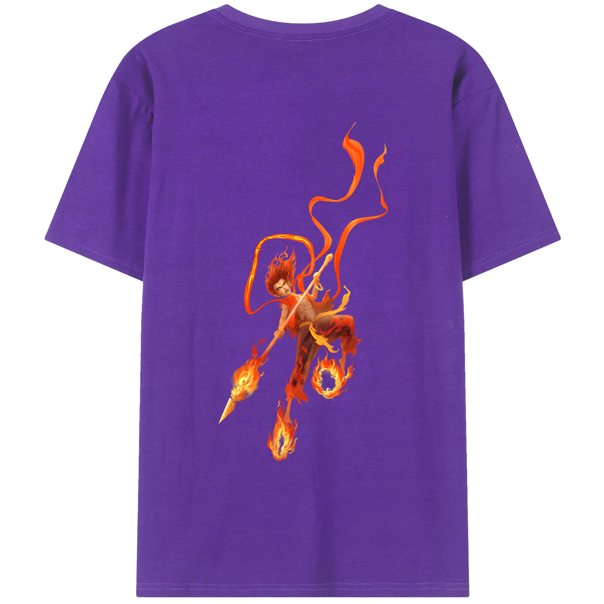 （画像用） Ne Zha 2 ナタ 魔童の大暴れ 綿100％ メンズ半袖Tシャツ（バックプリント） 通気性