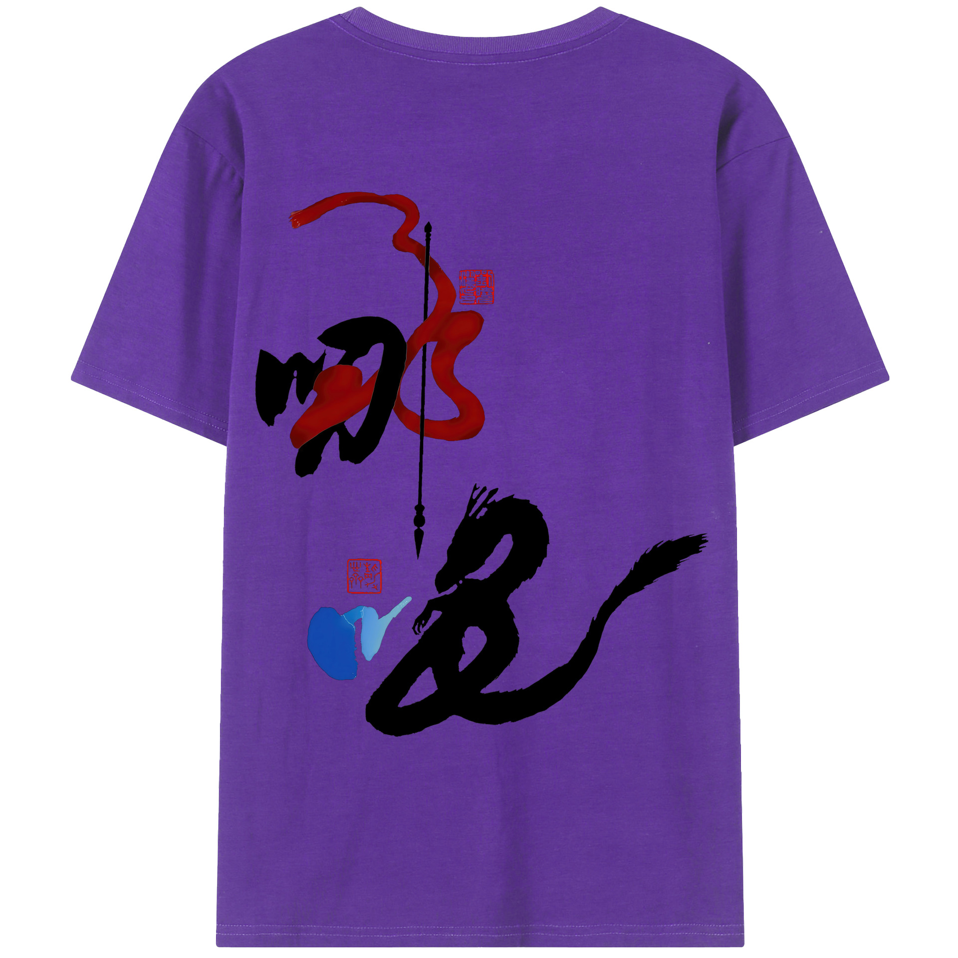 （画像用） Ne Zha 2 ナタ 魔童の大暴れ 綿100％ メンズ半袖Tシャツ（バックプリント） 通気性