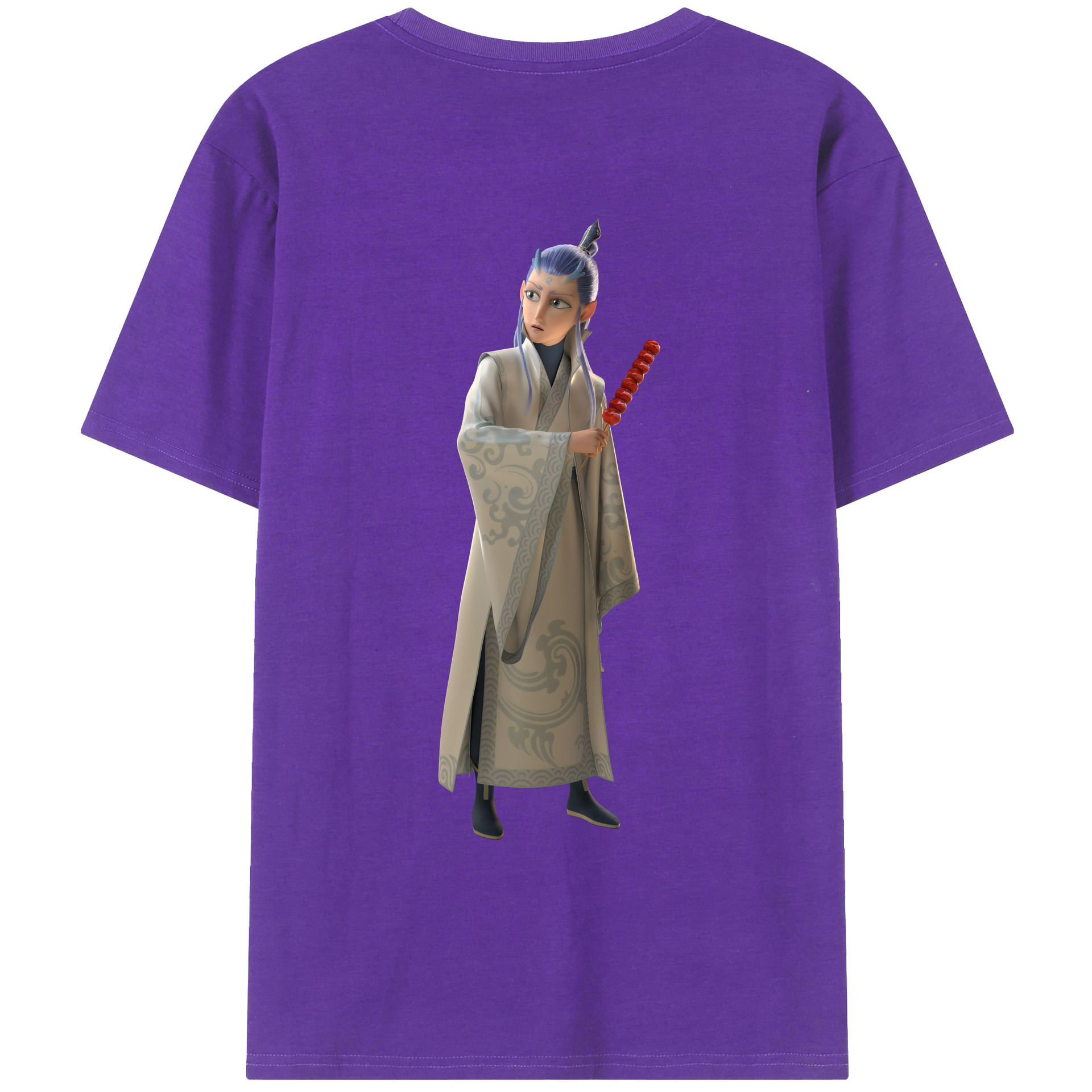 （画像用） Ne Zha 2 ナタ 魔童の大暴れ 綿100％ メンズ半袖Tシャツ（バックプリント） 通気性